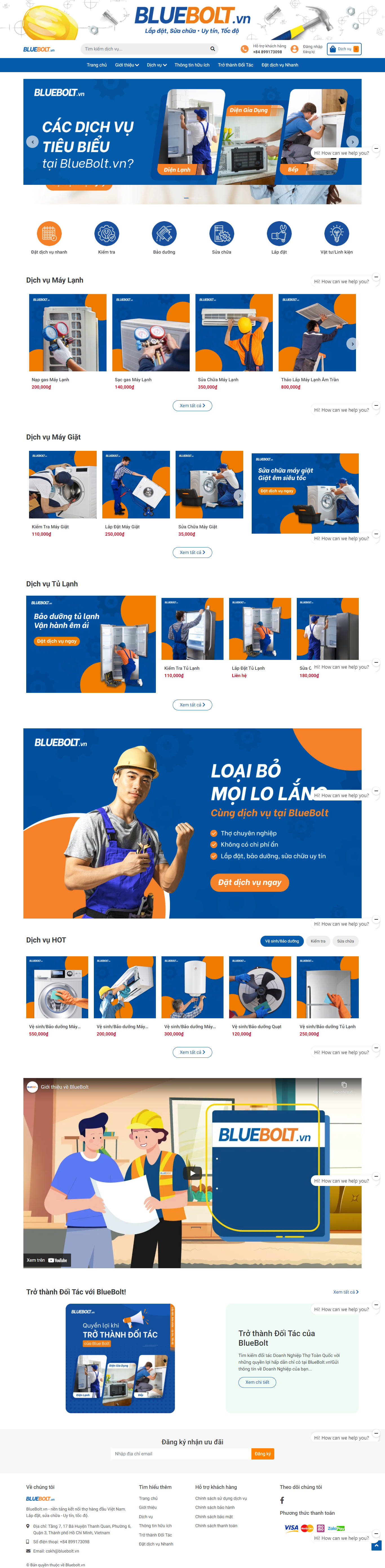 Thiết kế Website web vệ sinh tủ lạnh - blueboltvn