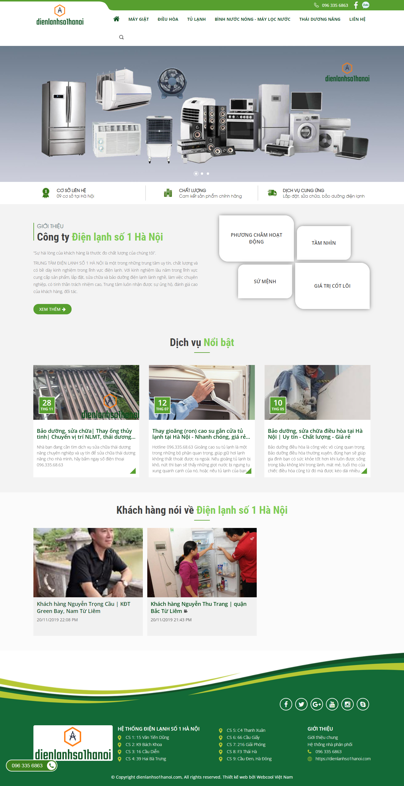 Thiết kế Website web vệ sinh tủ lạnh - dienlanhso1hanoicom