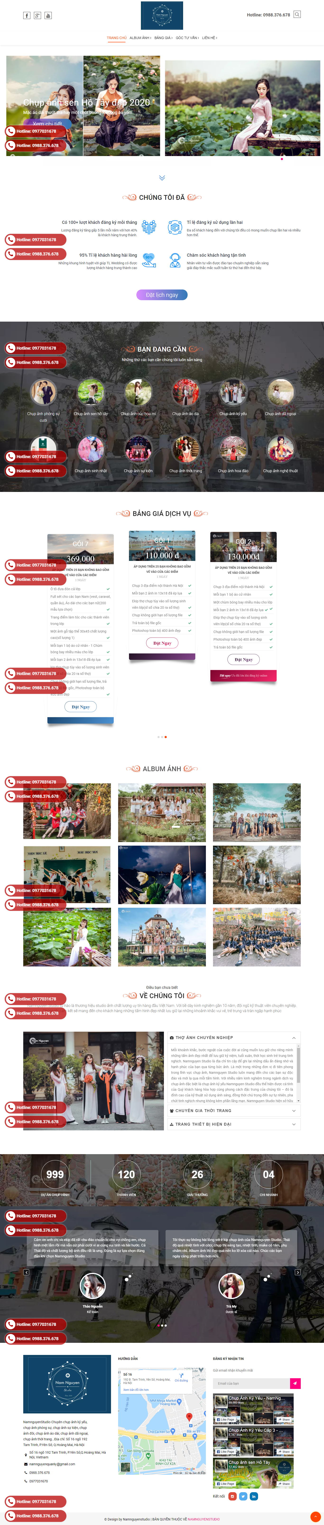 Thiết kế Website web chụp ảnh họp lớp - namnguyenstudiocom