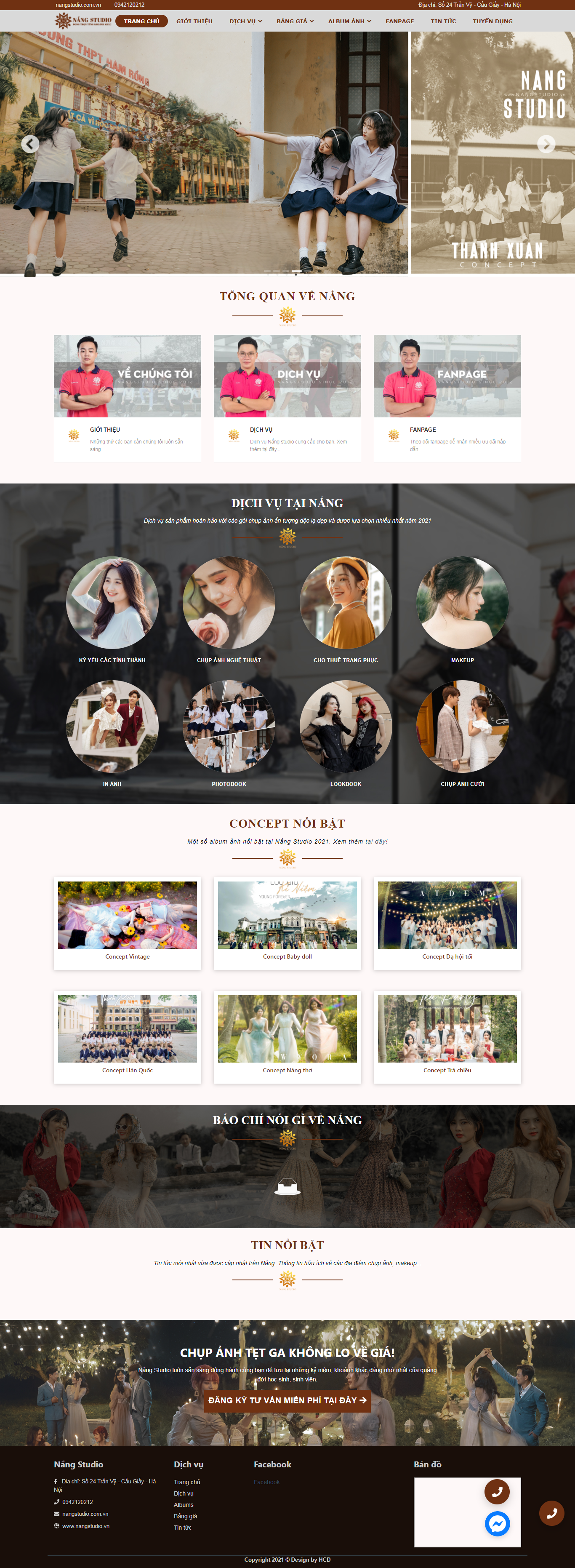 Thiết kế Website web chụp ảnh họp lớp - nangstudiovn