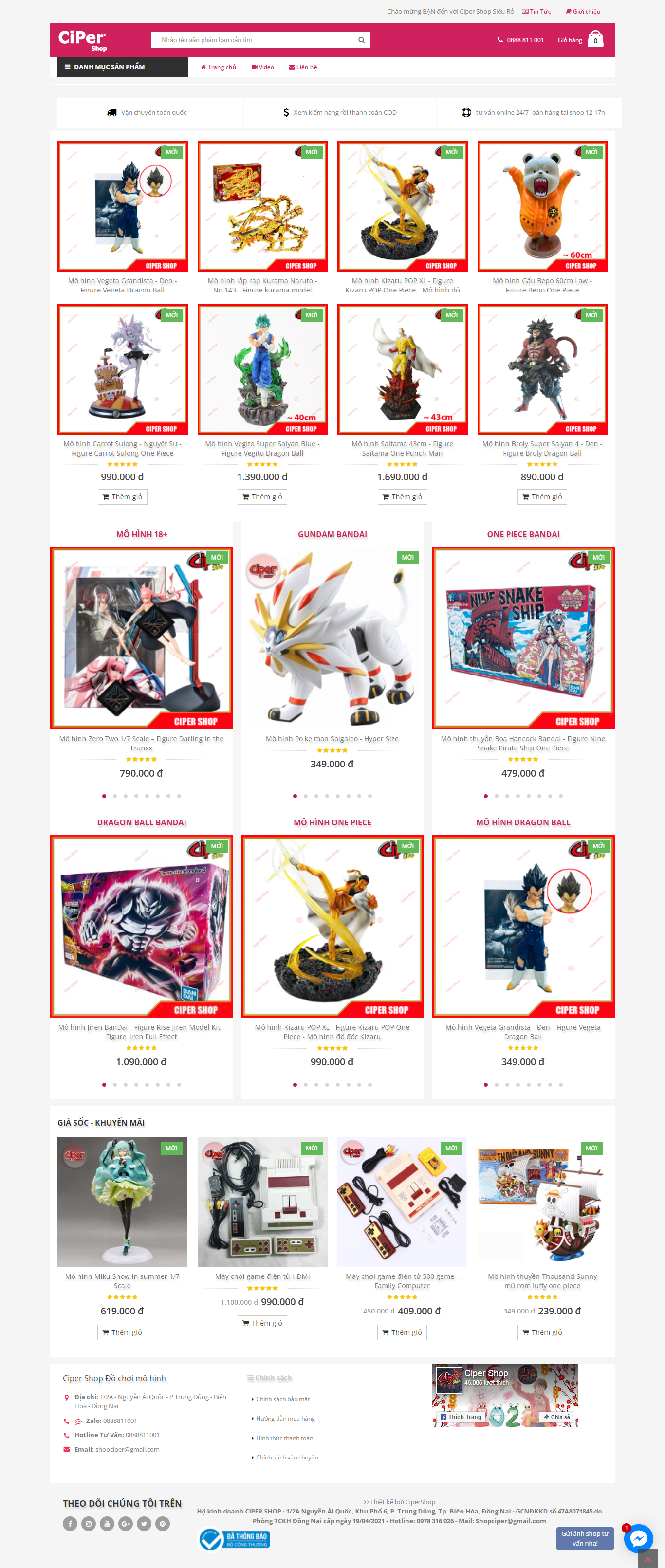 Thiết kế Website web đồ chơi mô hình - cipershopcom