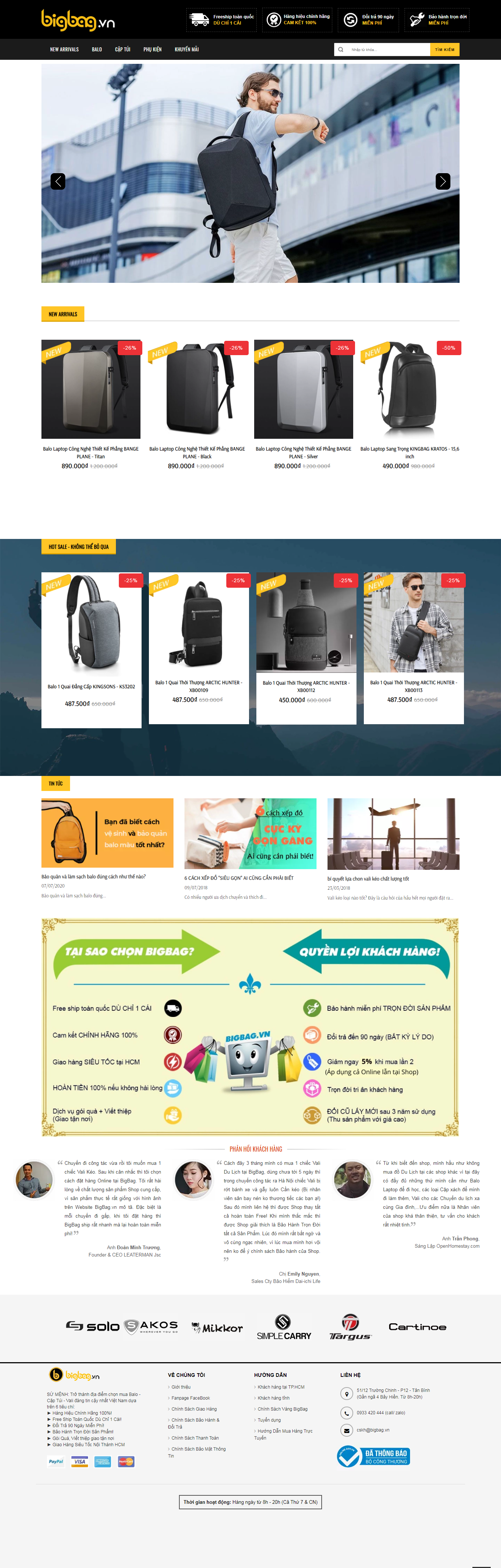 Thiết kế Website web bán cặp sách - bigbagvn