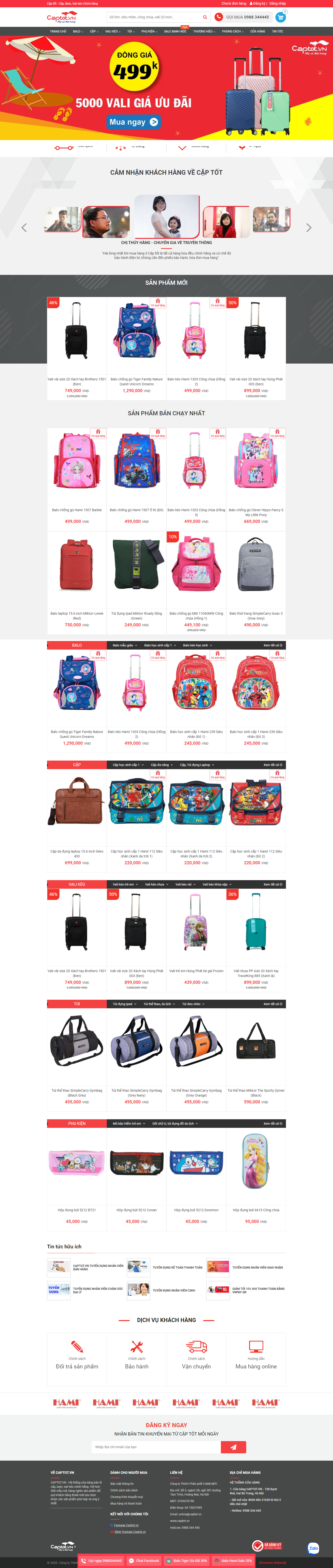 Thiết kế Website web bán cặp sách - captotvn