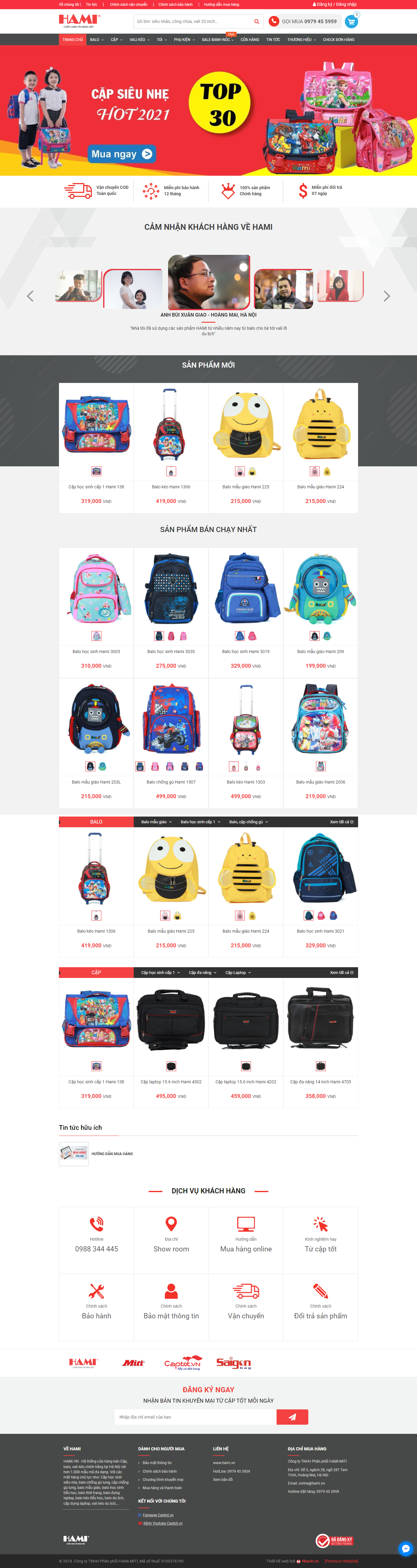 Thiết kế Website web bán cặp sách - hamivn