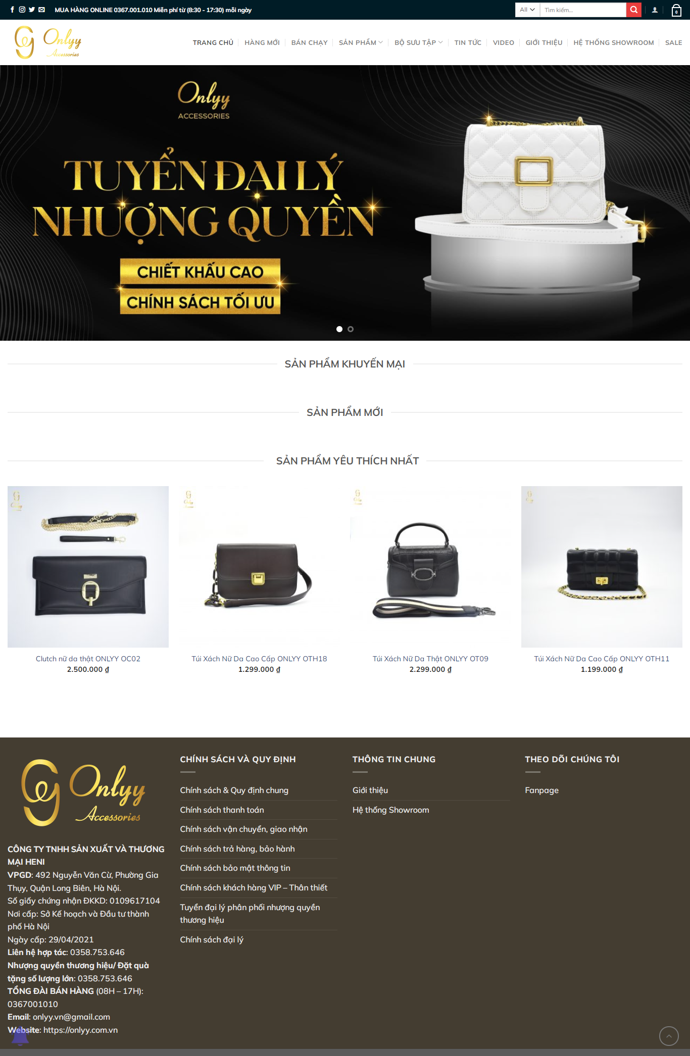 Thiết kế Website web bán túi sách - onlyycomvn