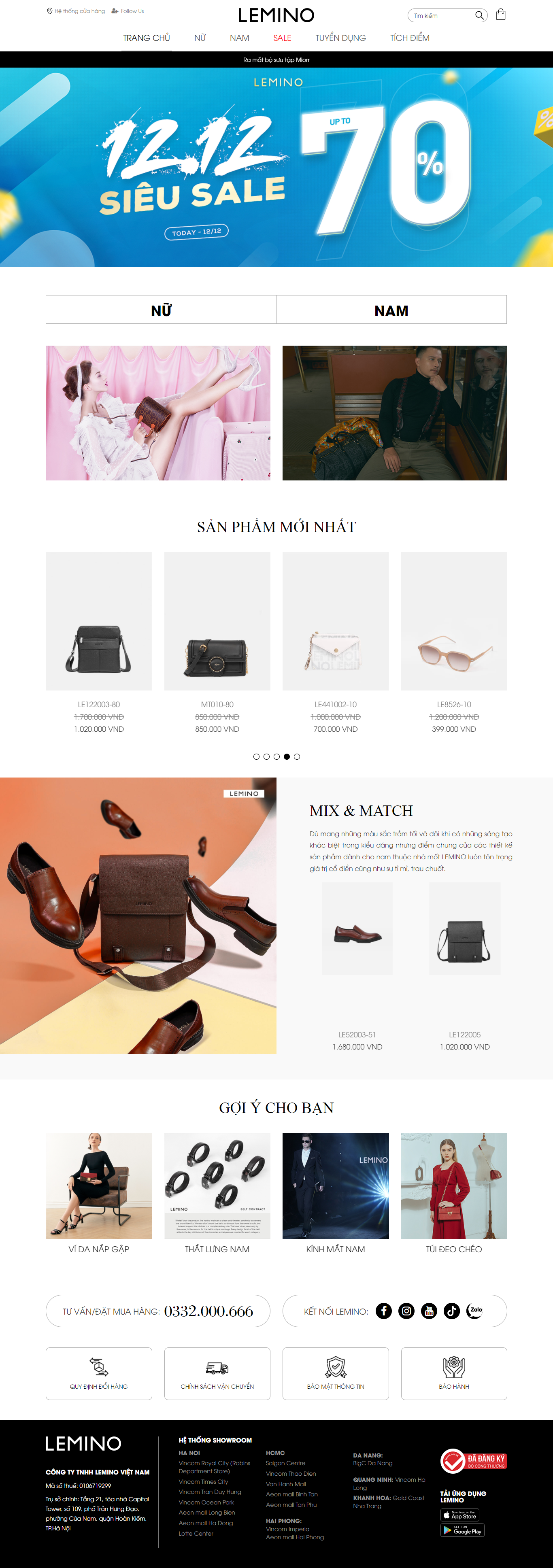 Thiết kế Website web bán túi sách - wwwleminovn