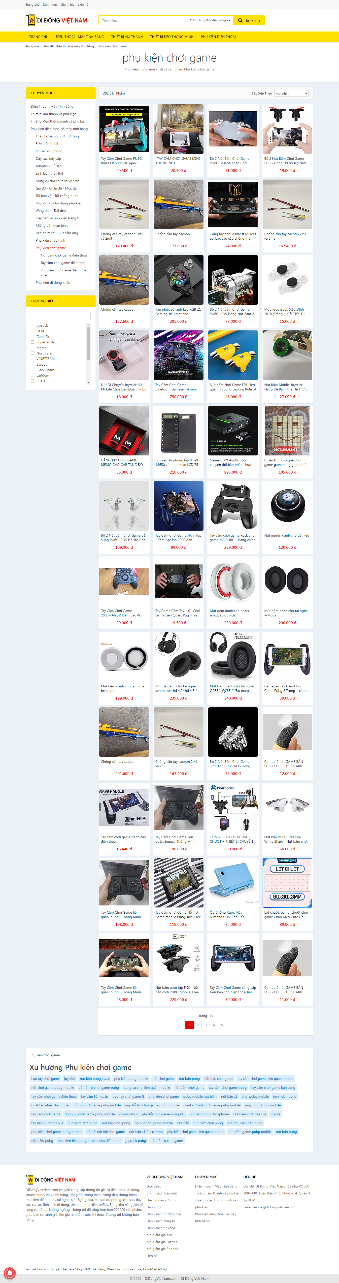 Thiết kế Website web phụ kiện chơi game - didongvietnamcom