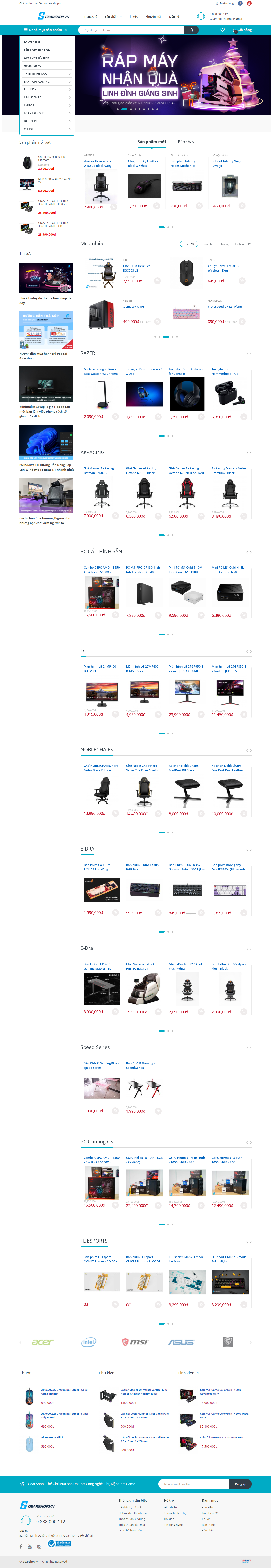 Thiết kế Website web phụ kiện chơi game - gearshopvn