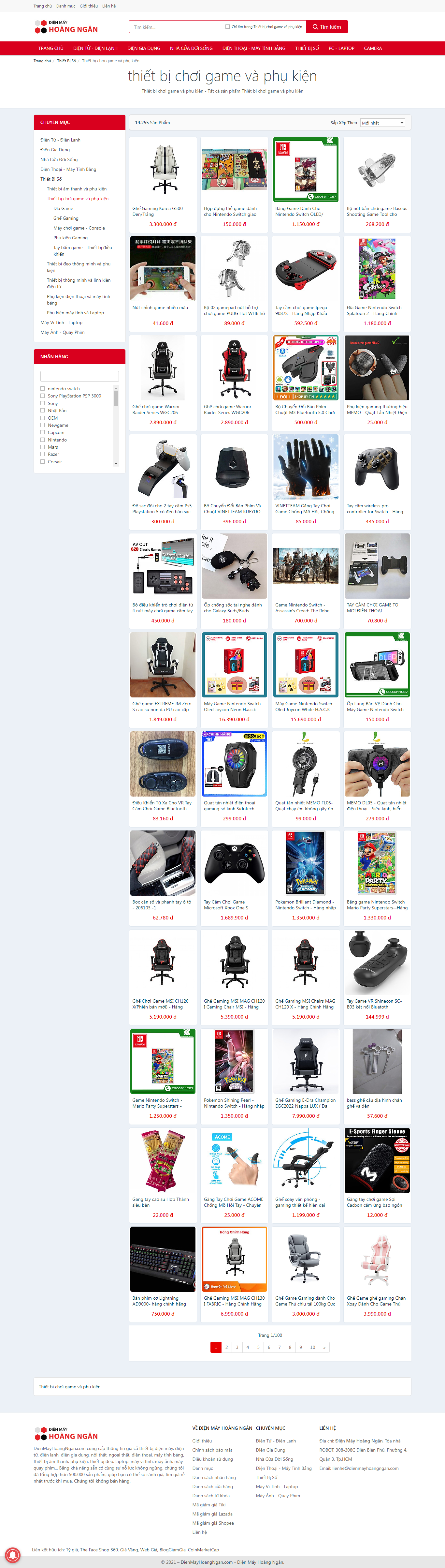 Thiết kế Website web phụ kiện chơi game - dienmayhoangngancom