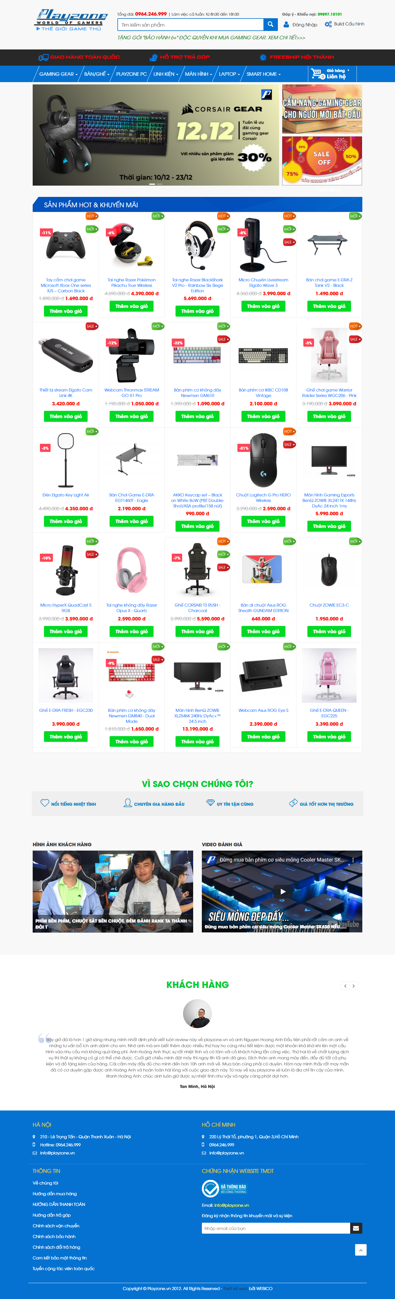 Thiết kế Website web phụ kiện chơi game - wwwplayzonevn