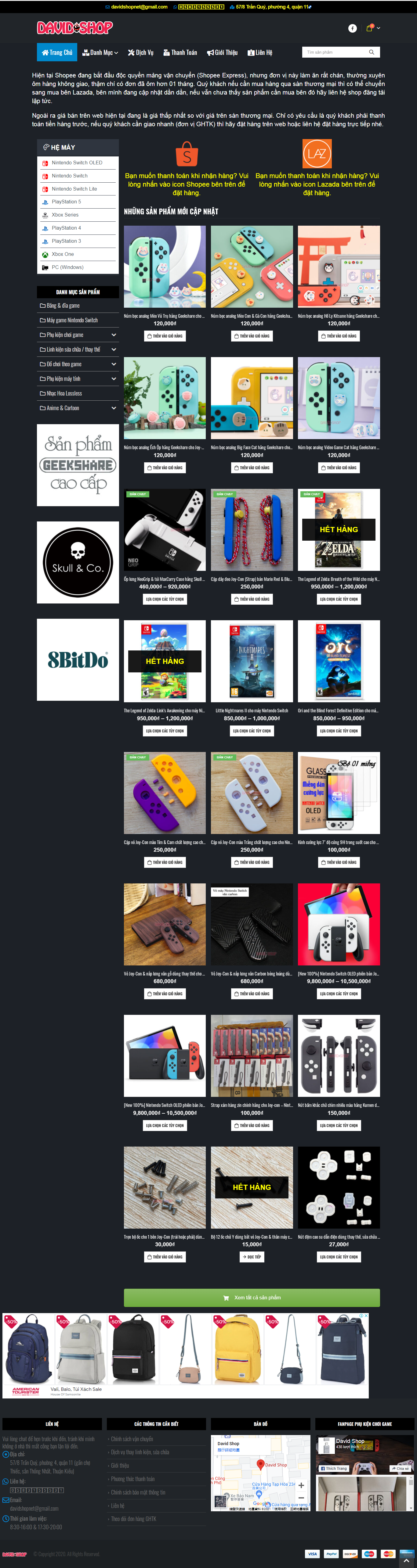 Thiết kế Website web phụ kiện chơi game - davidshopnet