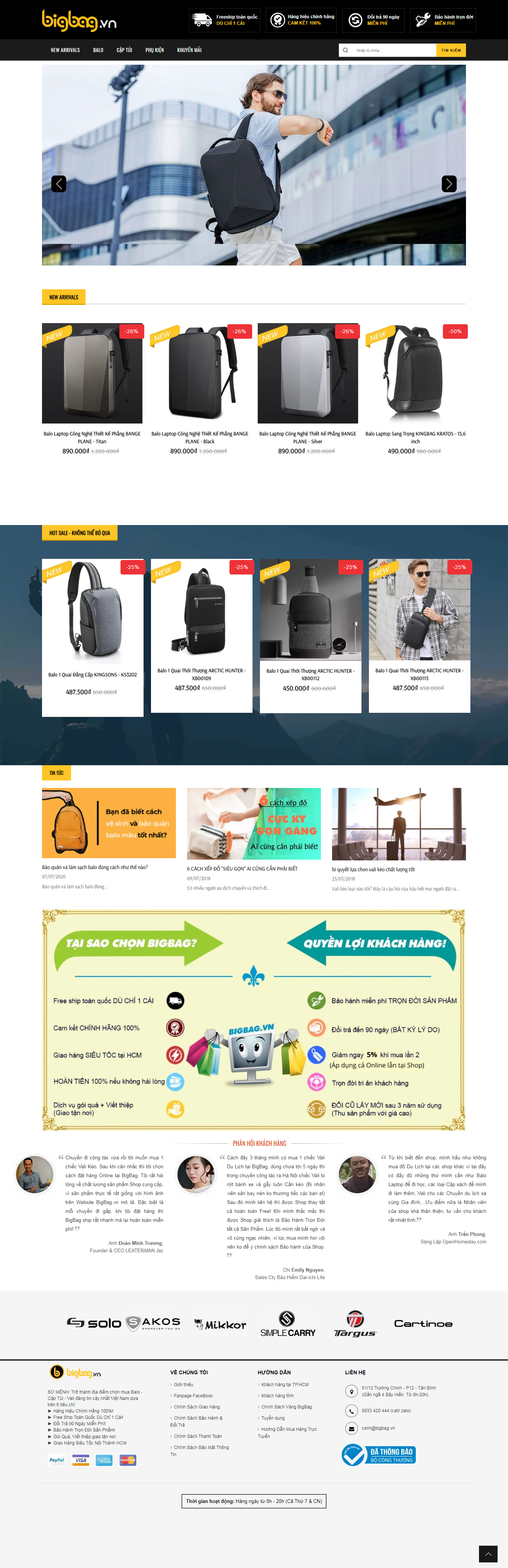 Thiết kế Website web bán balo - bigbagvn