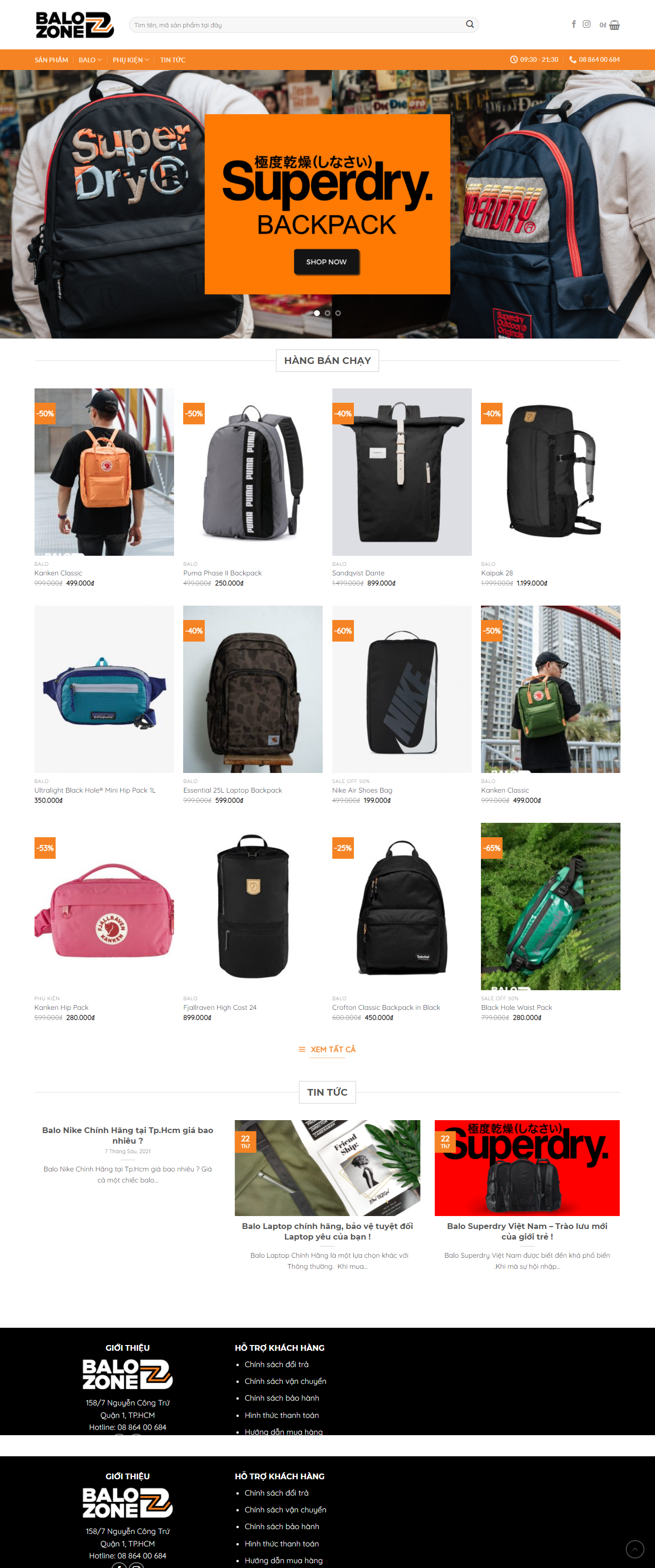 Thiết kế Website web bán balo - balozonevn