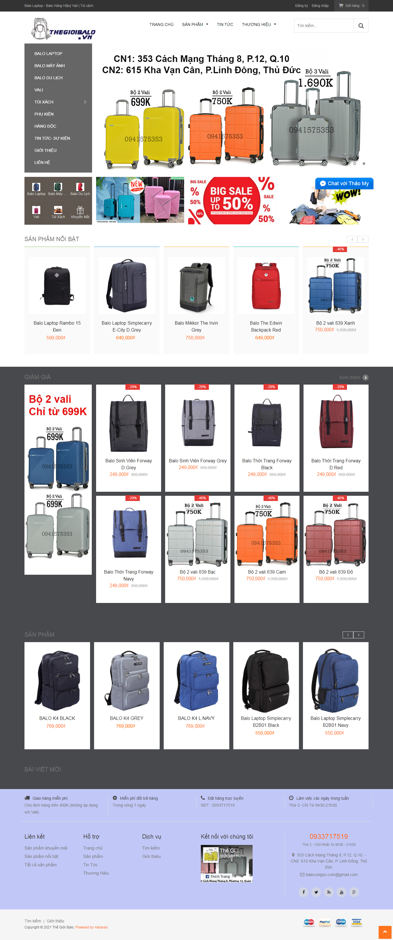 Thiết kế Website web bán balo - thegioibalovn