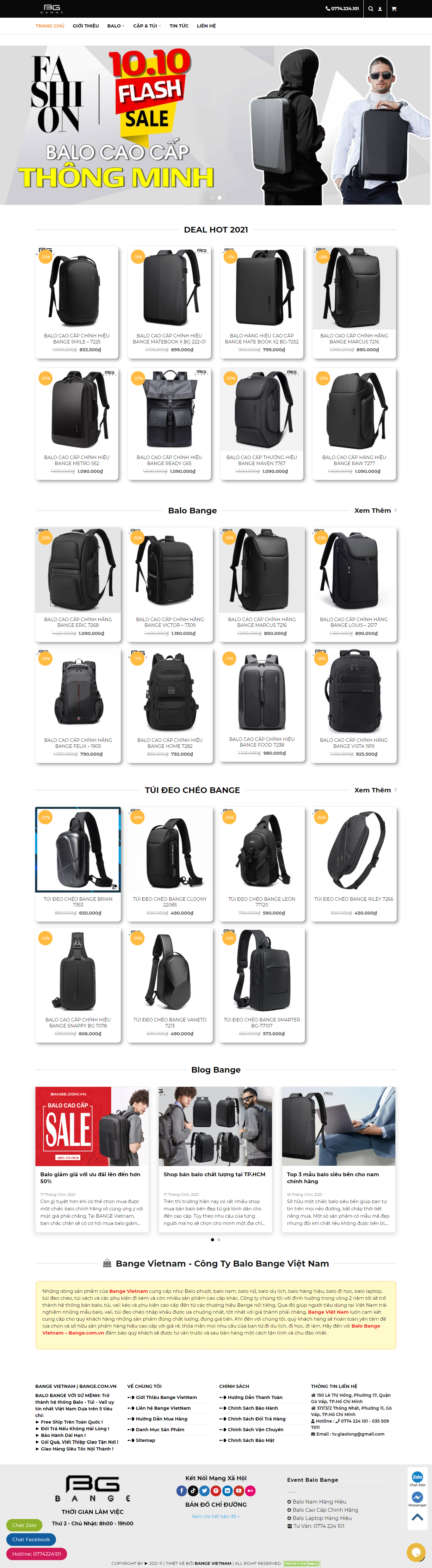 Thiết kế Website web bán balo - bangecomvn