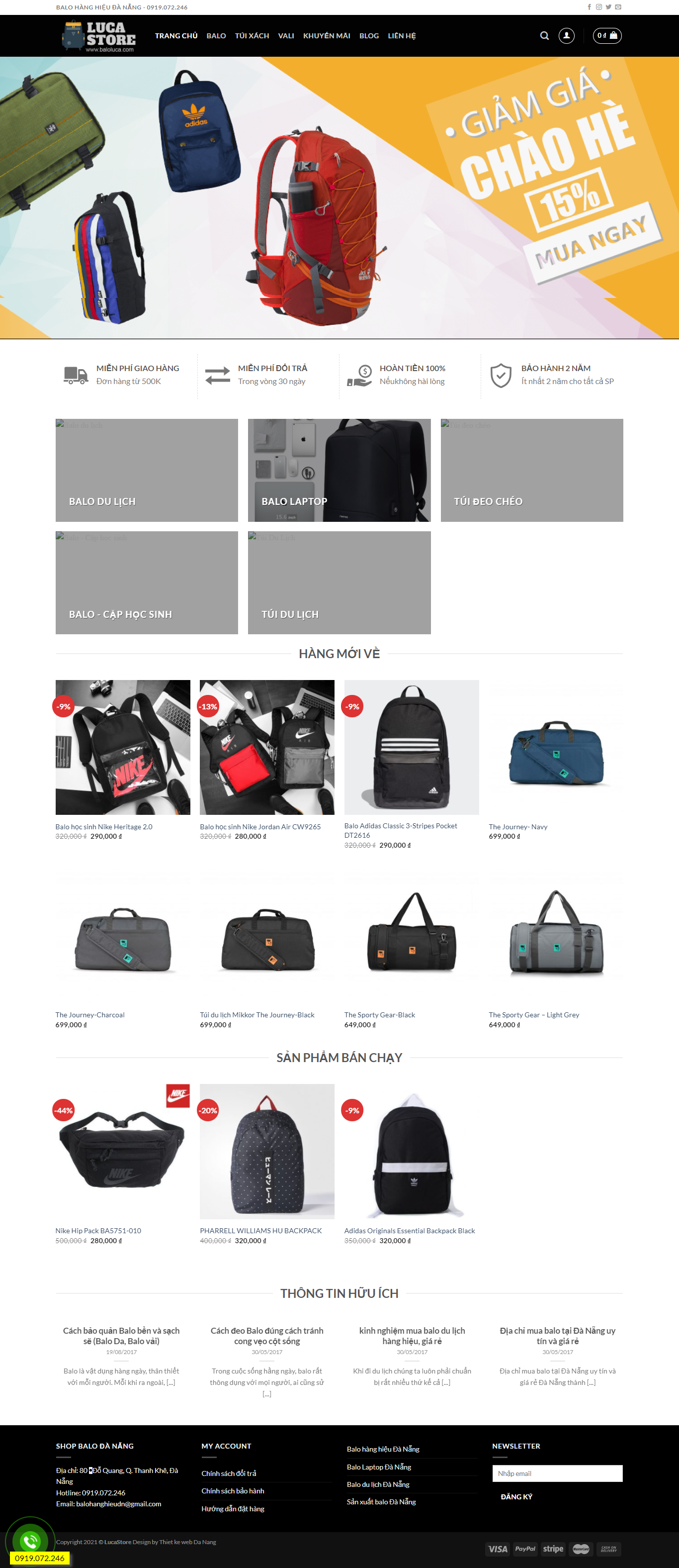 Thiết kế Website web bán balo - balolucacom