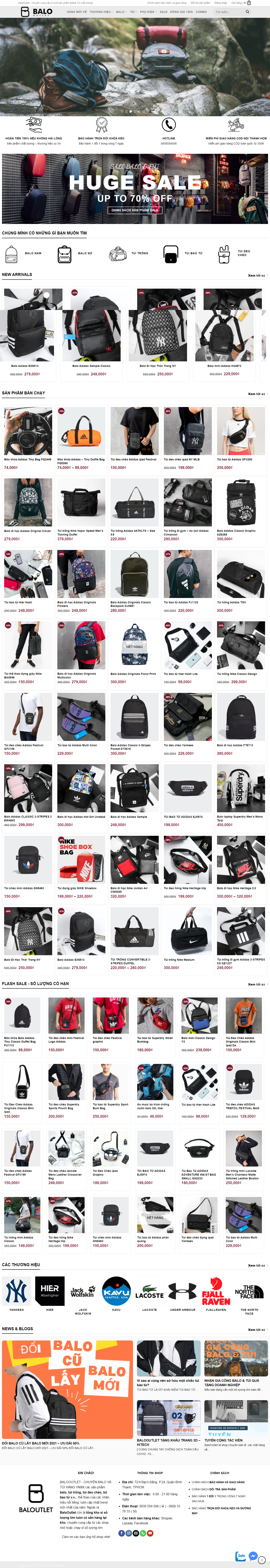 Thiết kế Website web bán balo - balooutletcom