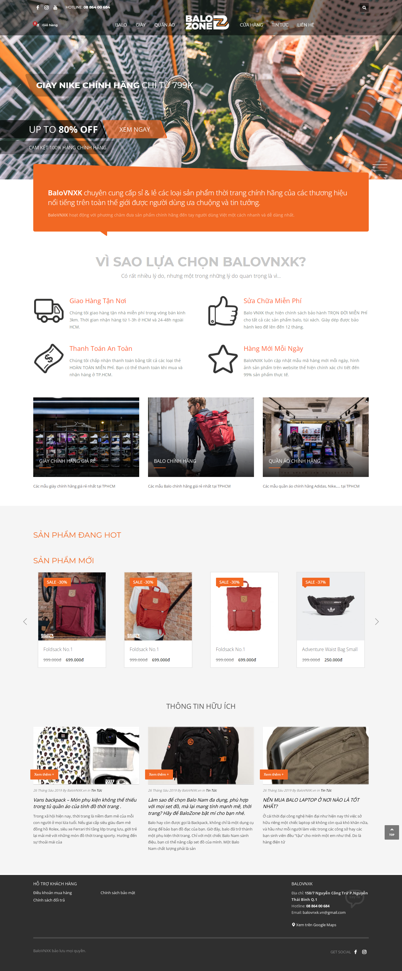 Thiết kế Website web bán balo - balovnxkvn