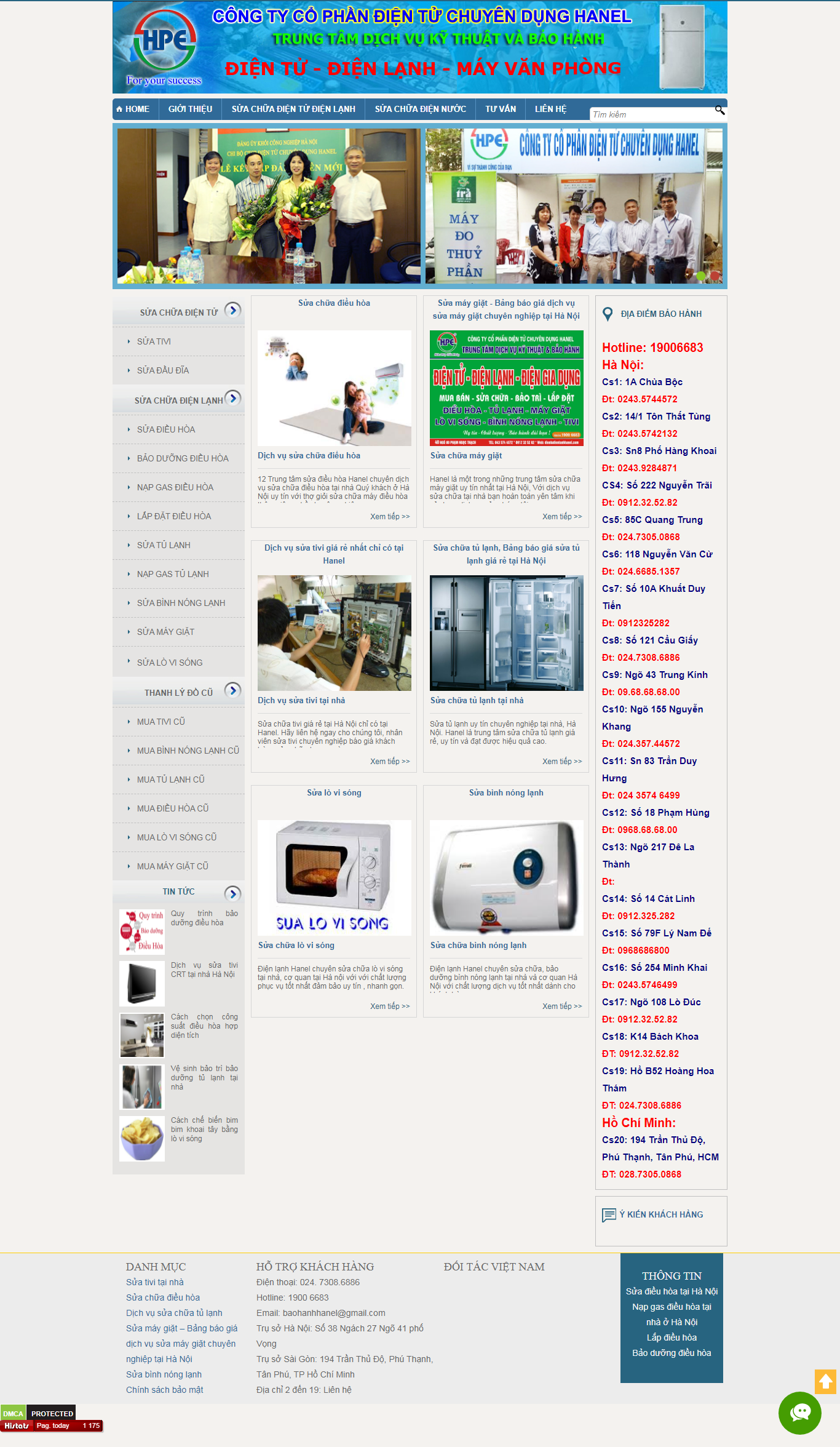 Thiết kế Website web vệ sinh tủ lạnh - dientudienlanhhanelcom