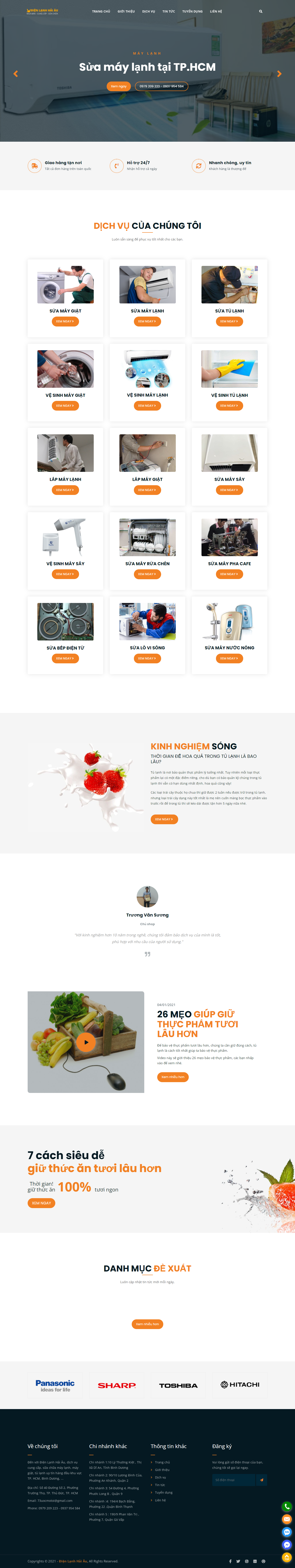 Thiết kế Website web vệ sinh tủ lạnh - dienlanhhaiaucom