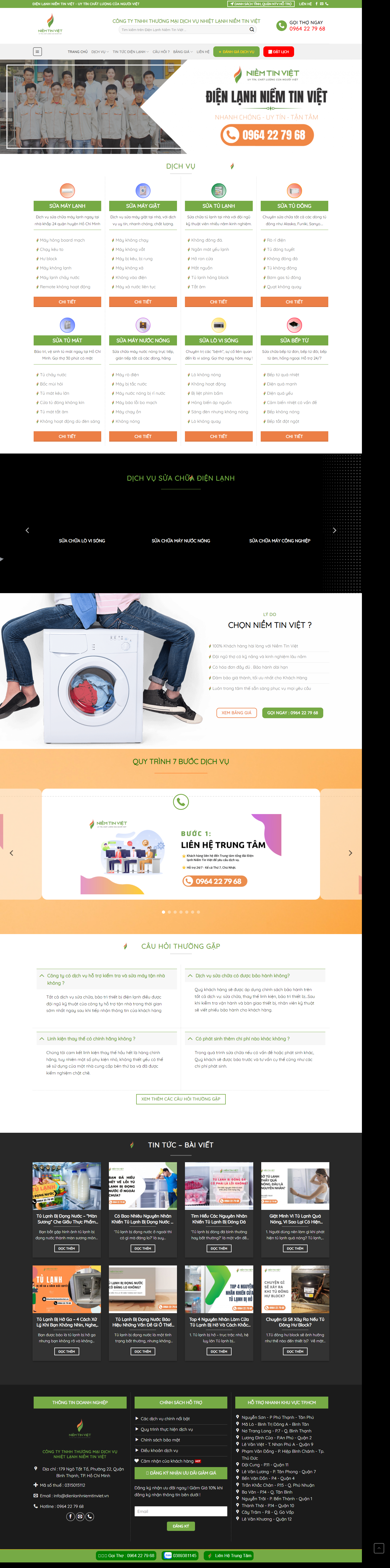 Thiết kế Website web vệ sinh tủ lạnh - dienlanhniemtinvietvn