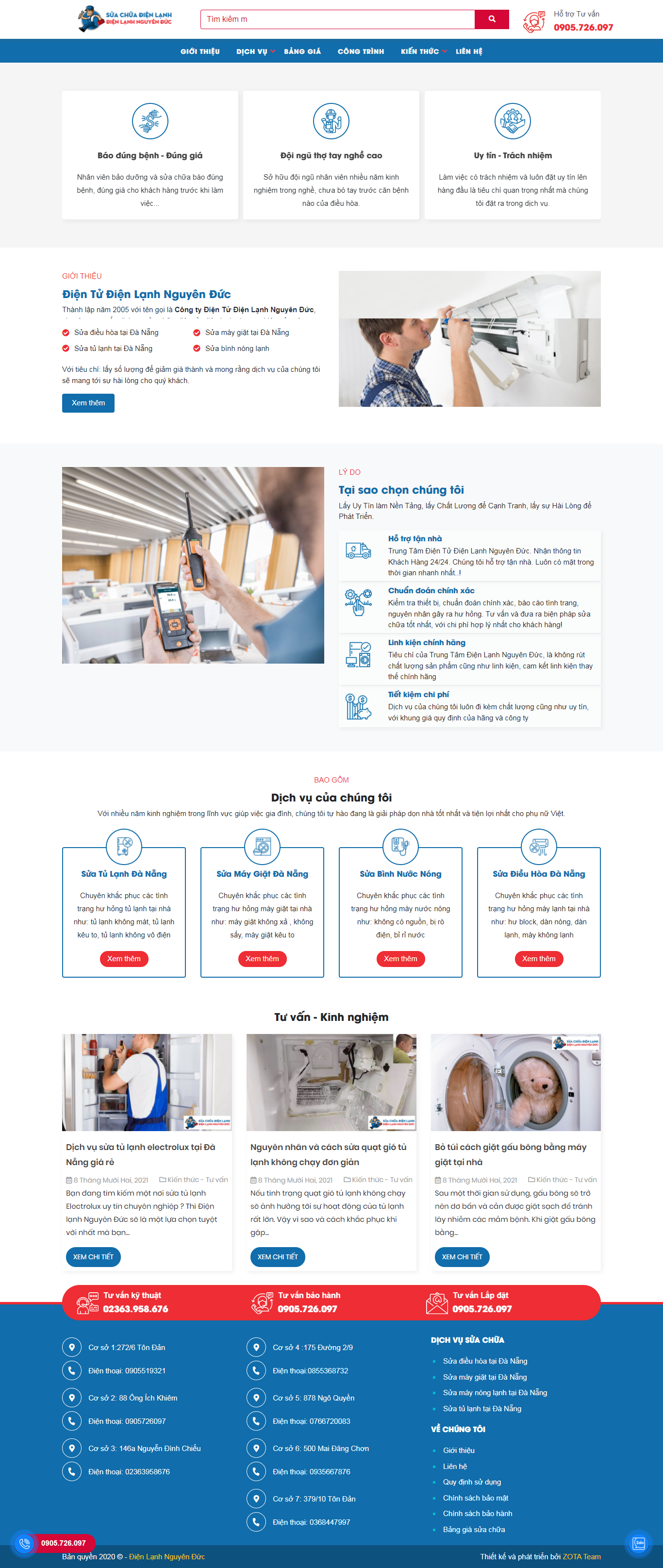 Thiết kế Website web vệ sinh tủ lạnh - dienlanhnguyenduccom