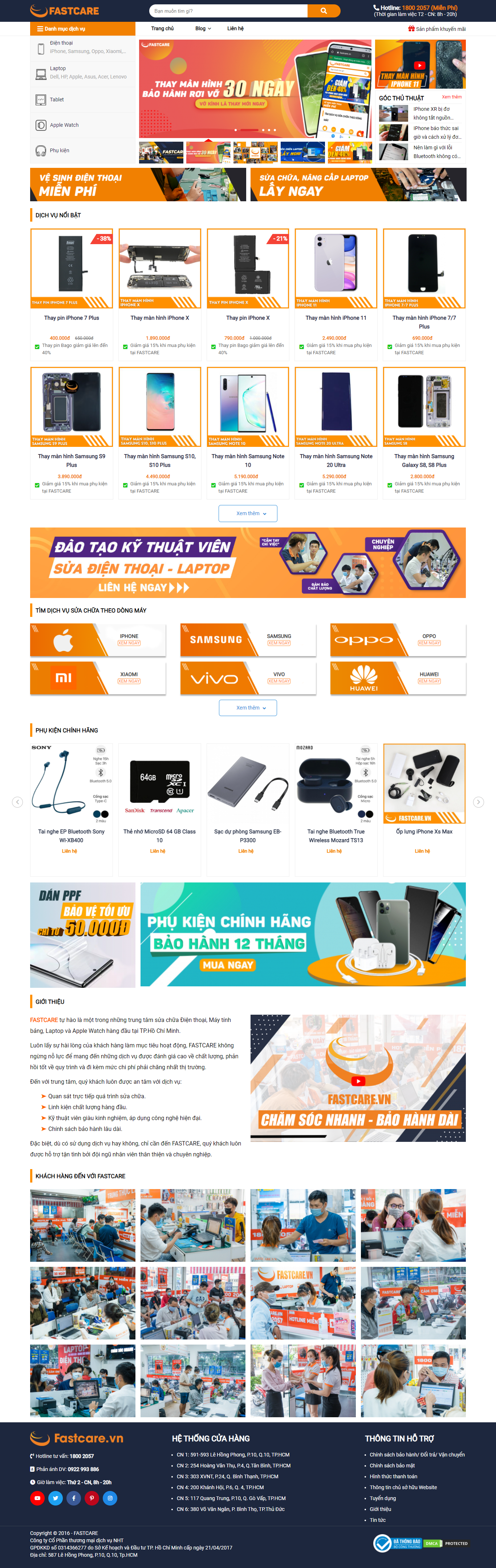 Thiết kế Website web vệ sinh điện thoại - fastcarevn