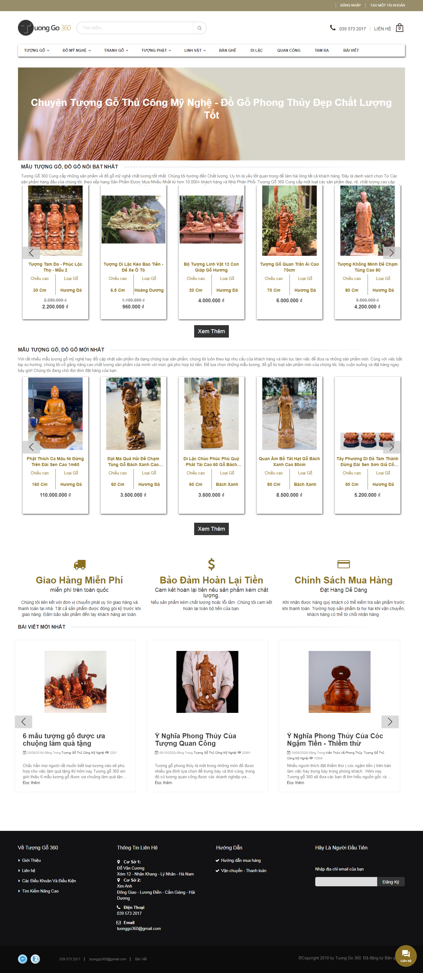 Thiết kế Website web tạc tượng - tuonggo360com