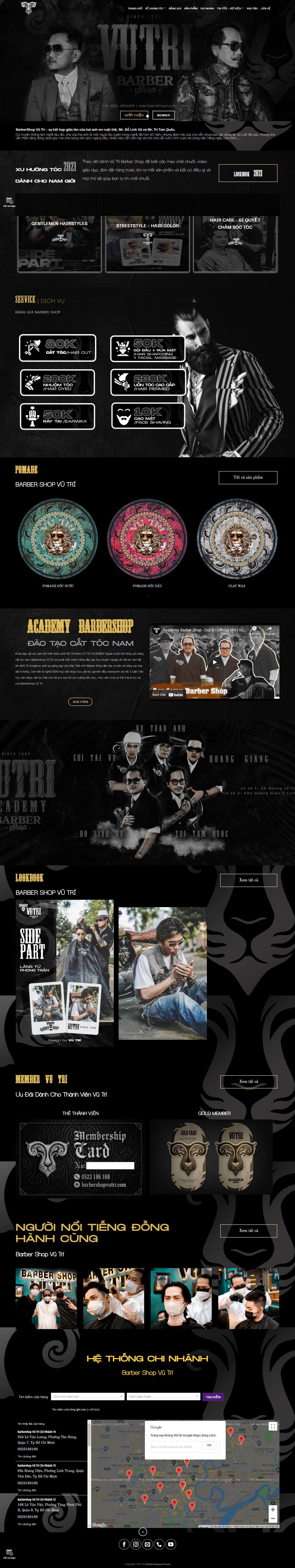 Thiết kế Website web cắt tóc - barbershopvutricom