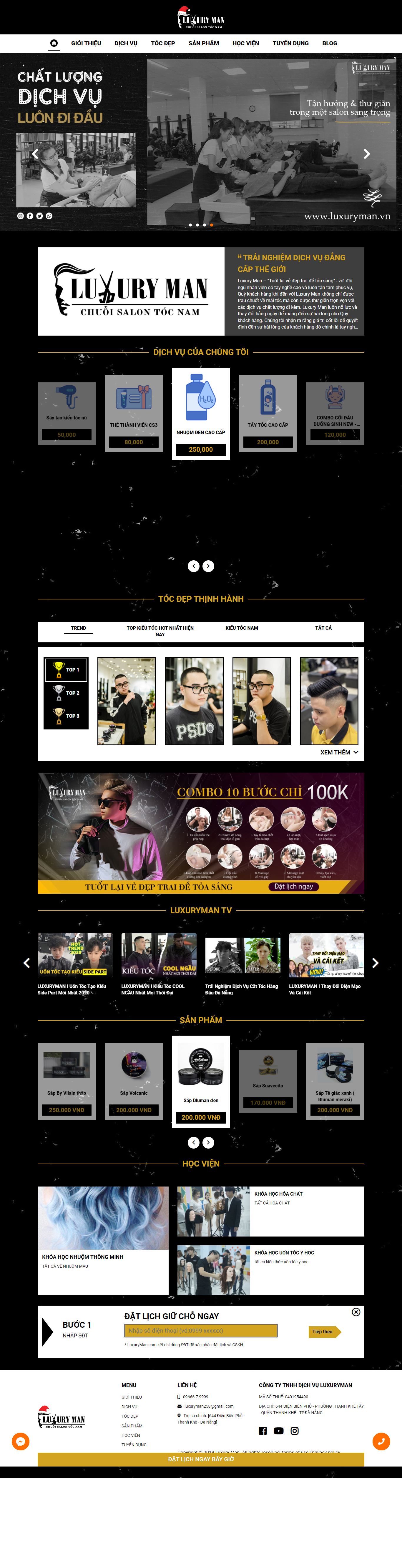 Thiết kế Website web cắt tóc - luxurymanvn