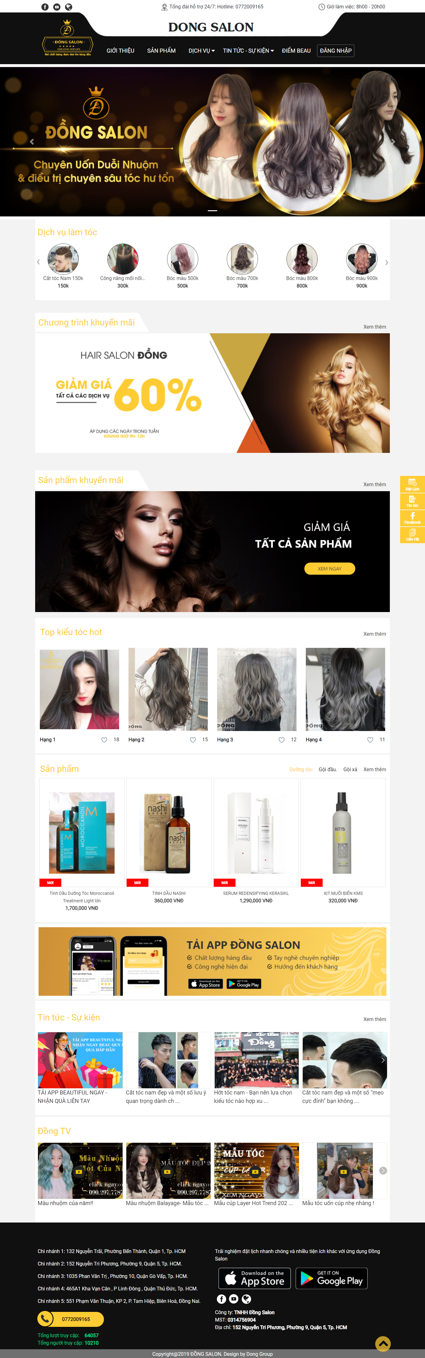 Thiết kế Website web cắt tóc - hairsalondongcom