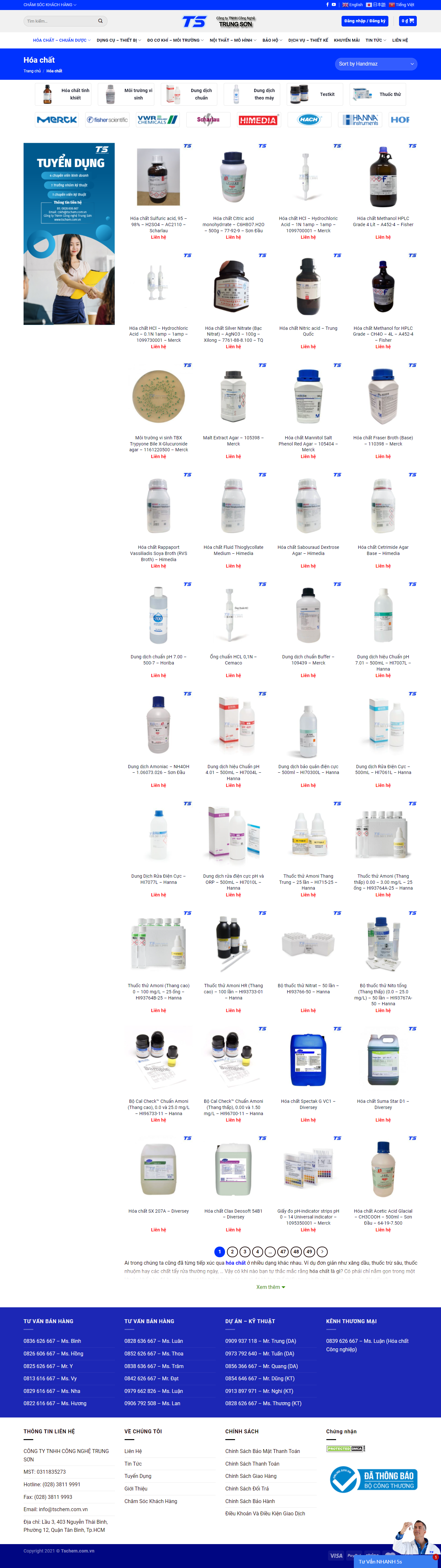 Thiết kế Website web bán chất hóa học - tschemcomvn