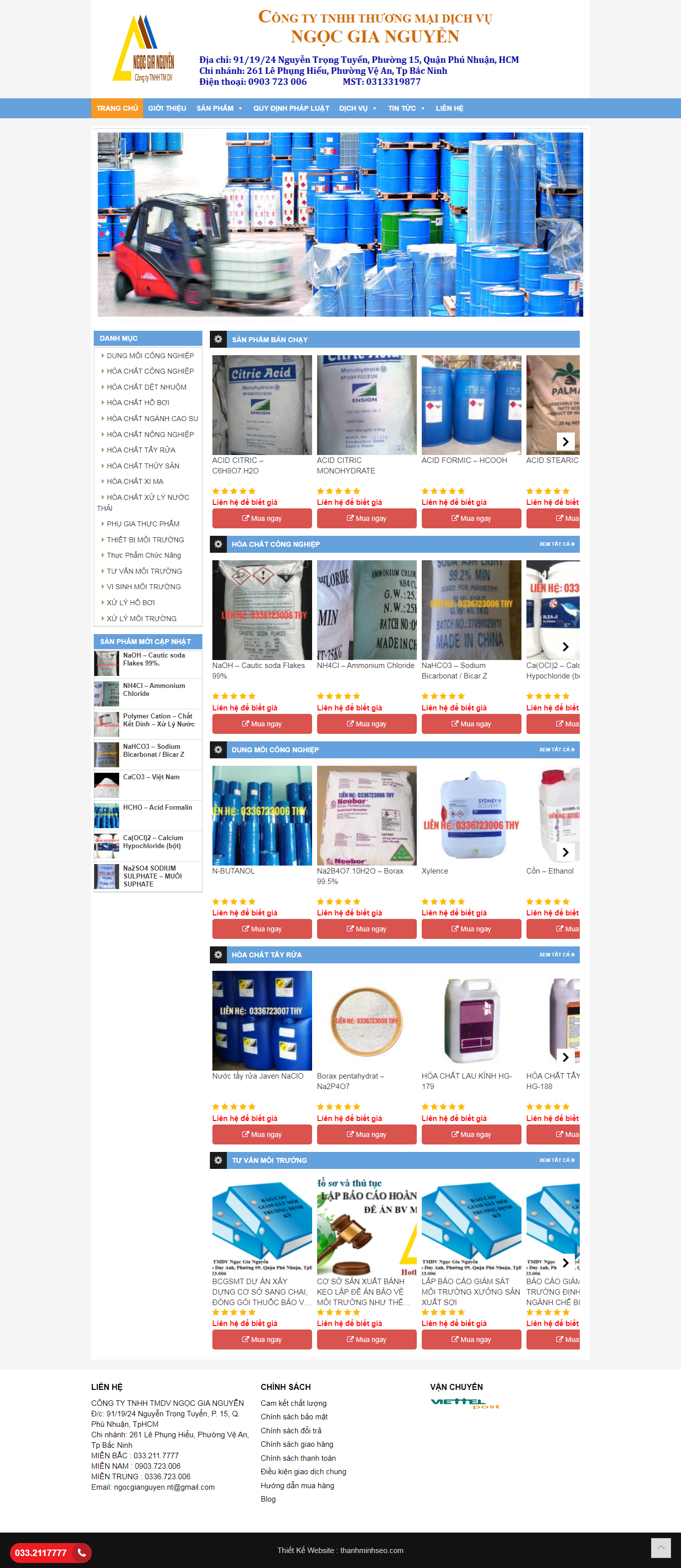 Thiết kế Website web bán chất hóa học - ngocgianguyencom