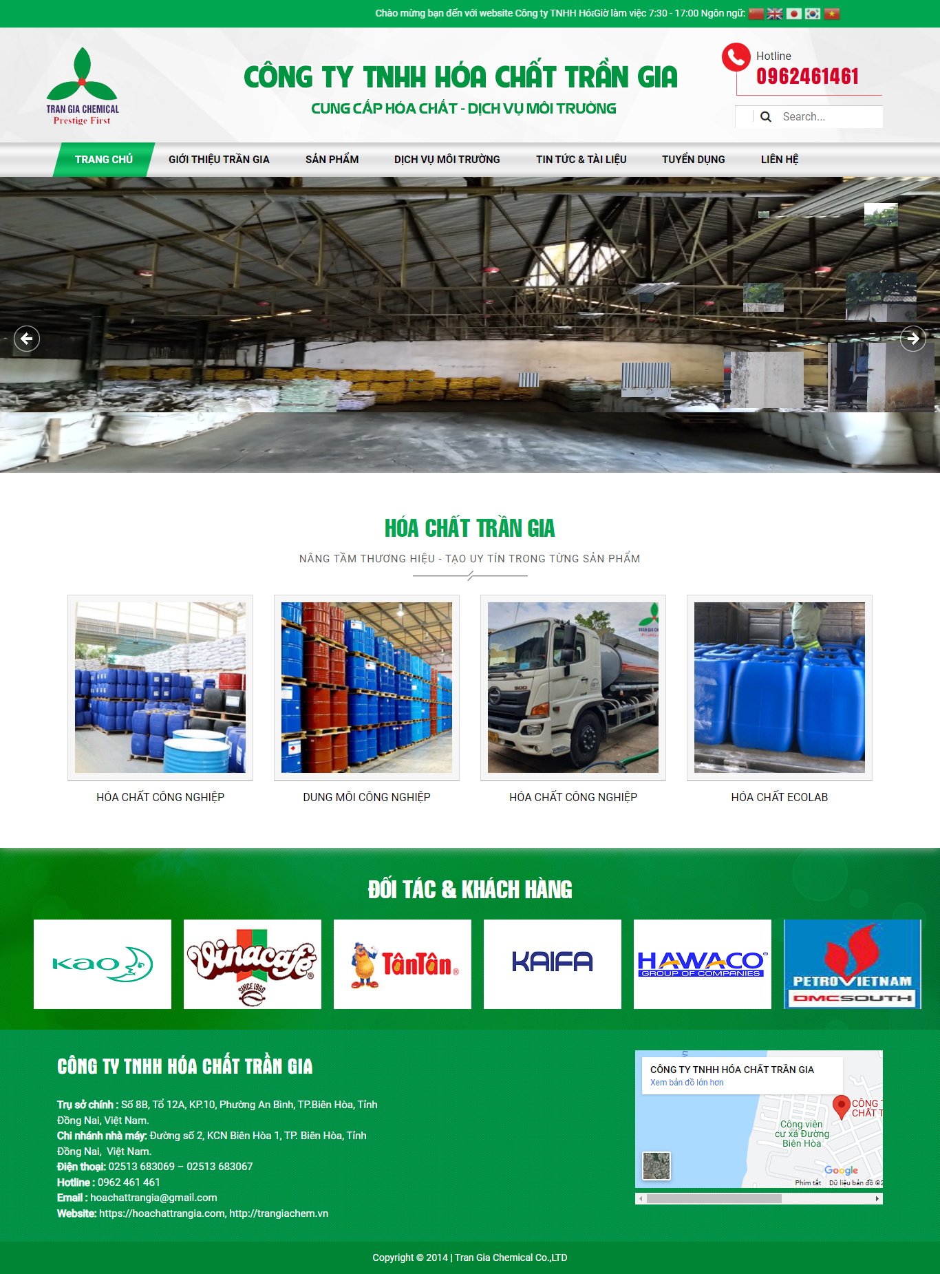 Thiết kế Website web bán chất hóa học - hoachattrangiacom