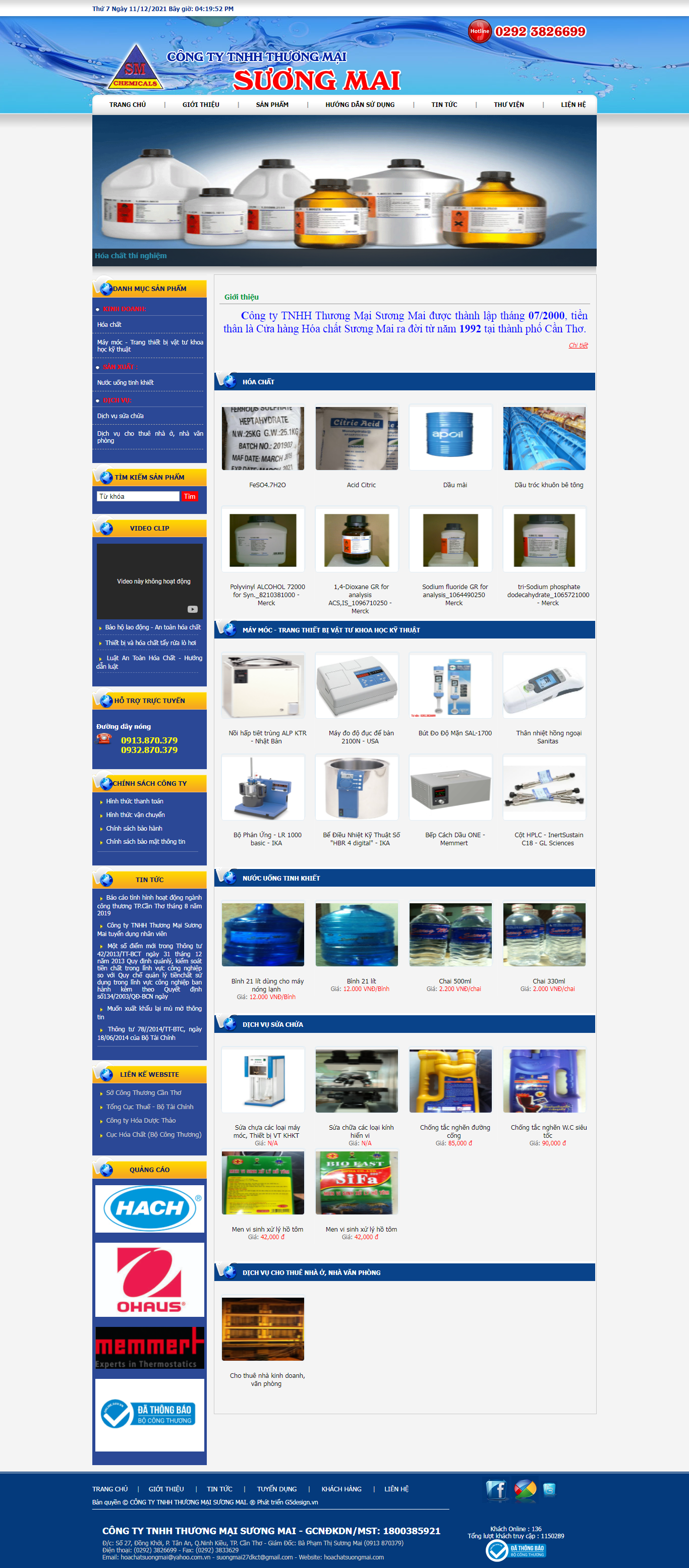 Thiết kế Website web bán chất hóa học - hoachatsuongmaicom