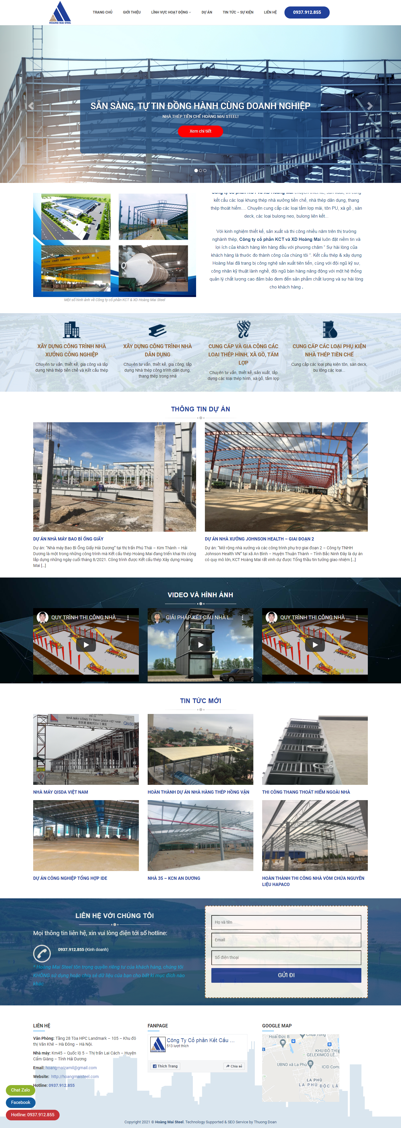 Thiết kế Website web bán tôn - hoangmaisteelcom