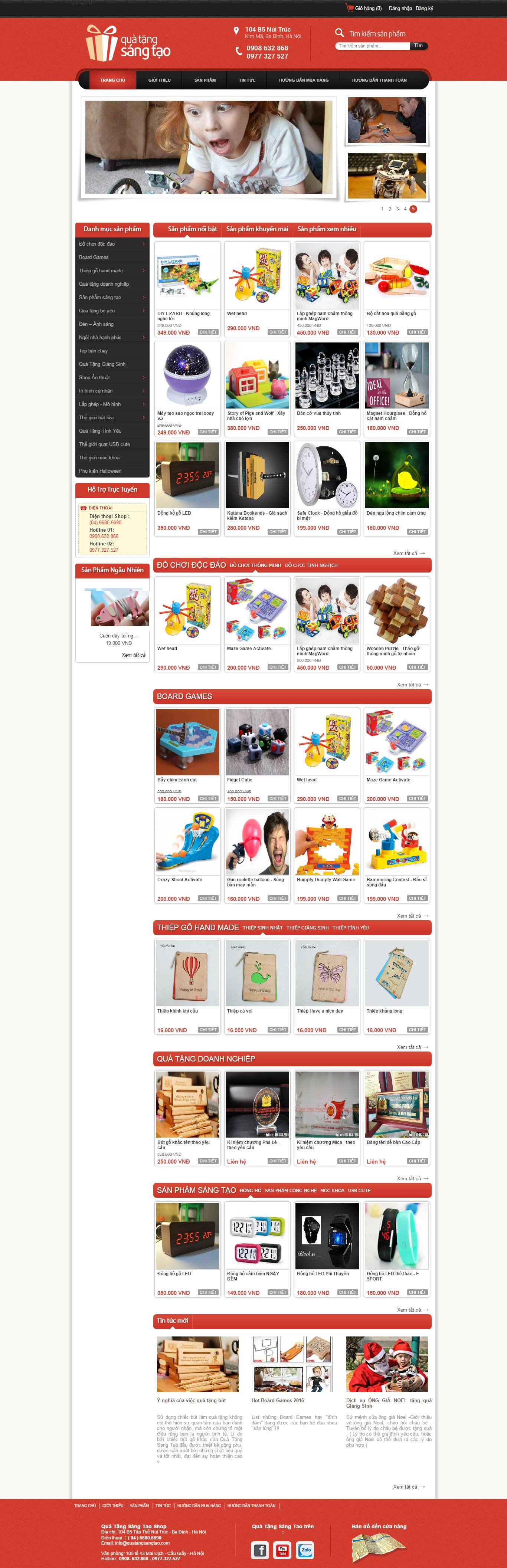 Thiết kế website quà tặng sáng tạo, vật phẩm sáng tạo