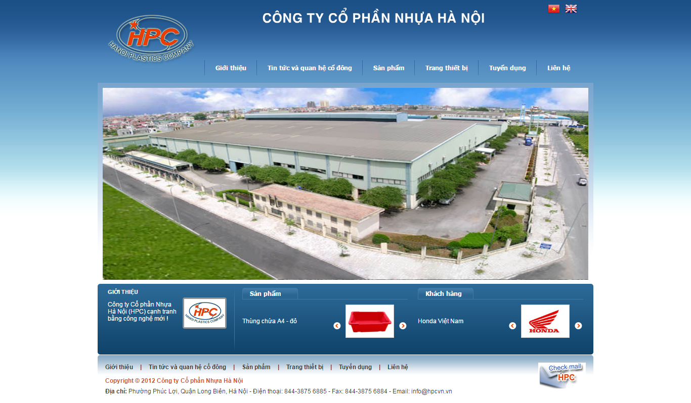Thiết kế website công ty cổ phần nhựa Hà Nội đẹp SEO tốt