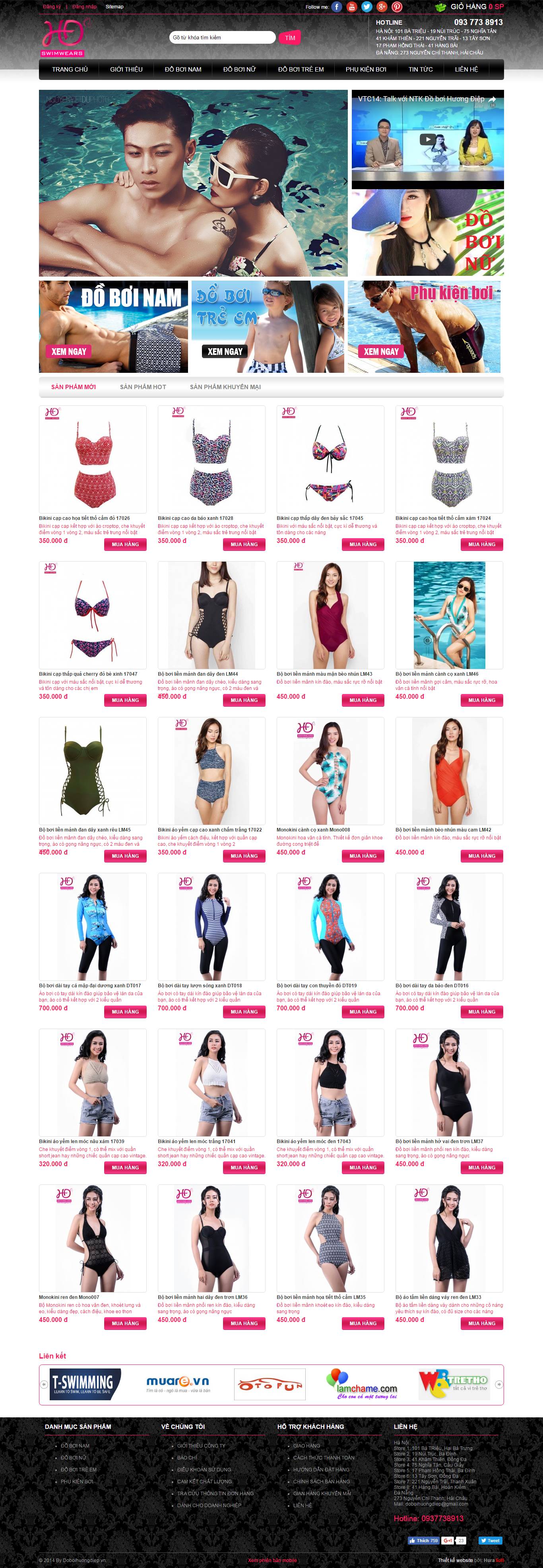 Thiết kế website thời trang đồ bơi, đồ tắm, bộ đồ bơi Hương Điệp
