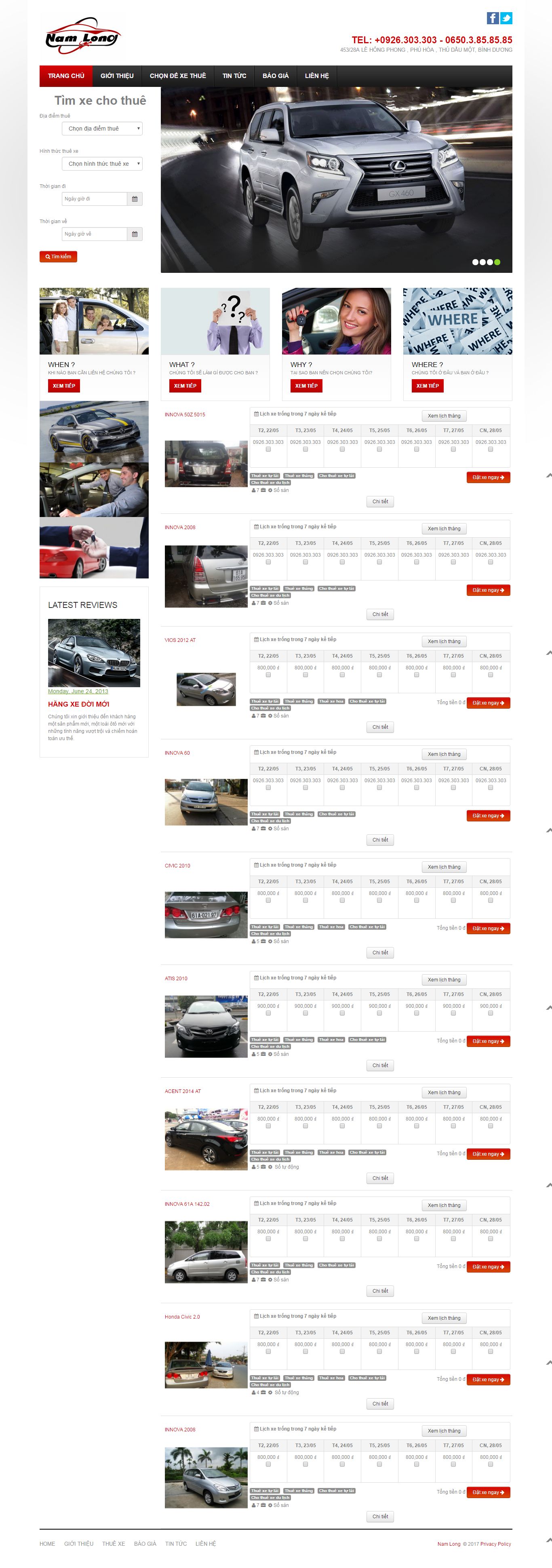 Thiết kế website cho thuê xe hơi toàn quốc đẹp SEO nhanh hiệu quả