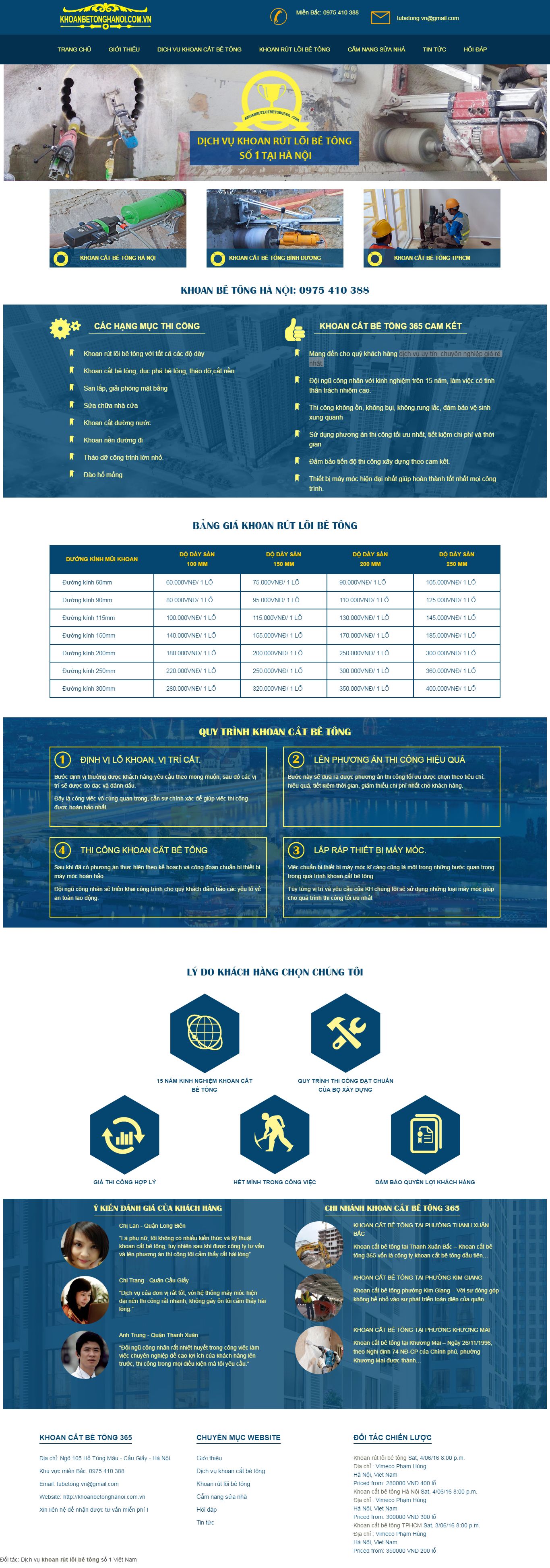 Thiết kế website dịch vụ khoan cắt bê tông Hà Nội