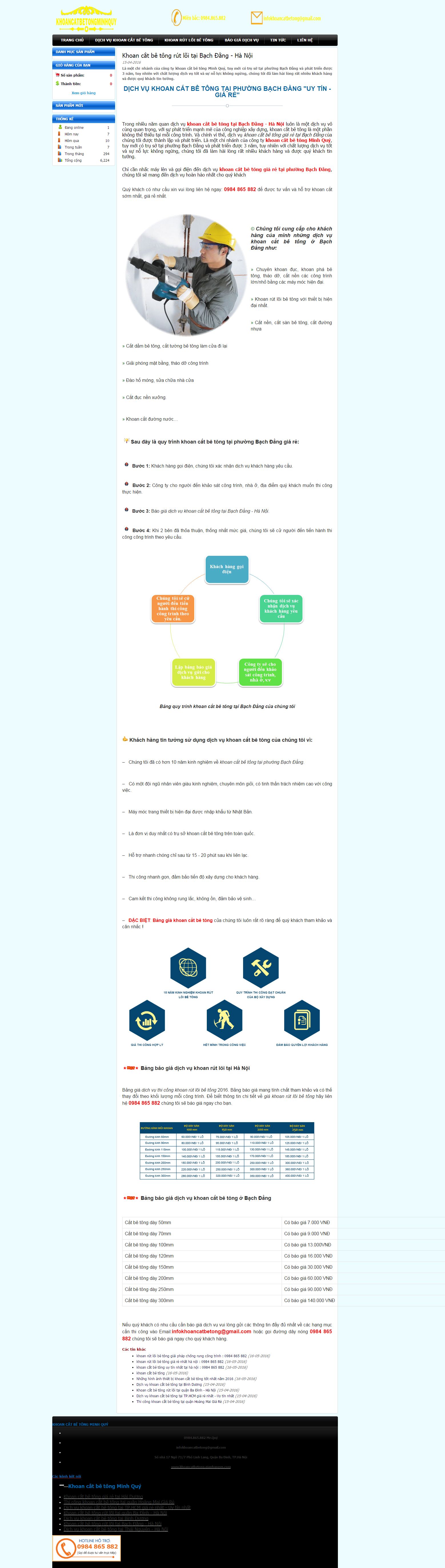 Thiết kế website dịch vụ khoan cắt bê tông Minh Quý