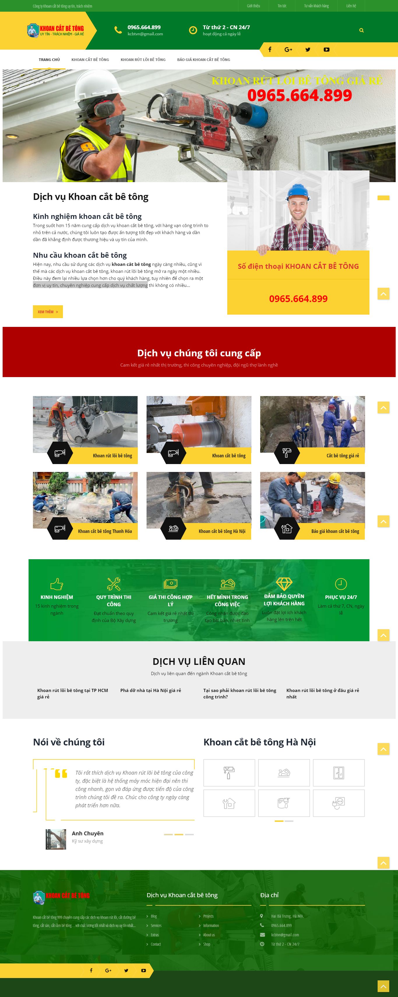 Thiết kế website dịch vụ khoan cắt bê tông 999 đẹp SEO tốt