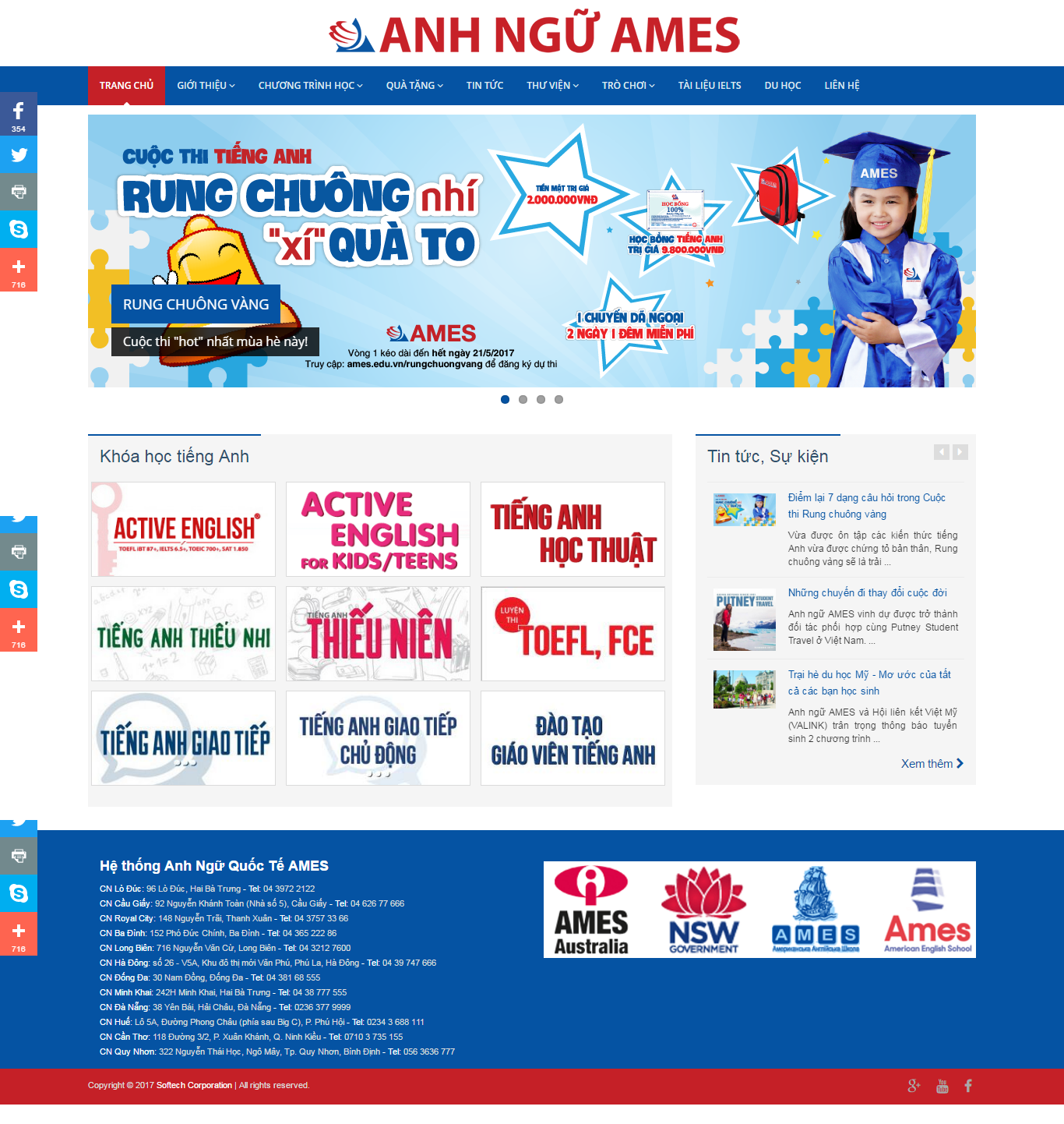 Thiết kế website học tiếng anh AMES đẹp, chuyên nghiệp chuẩn SEO