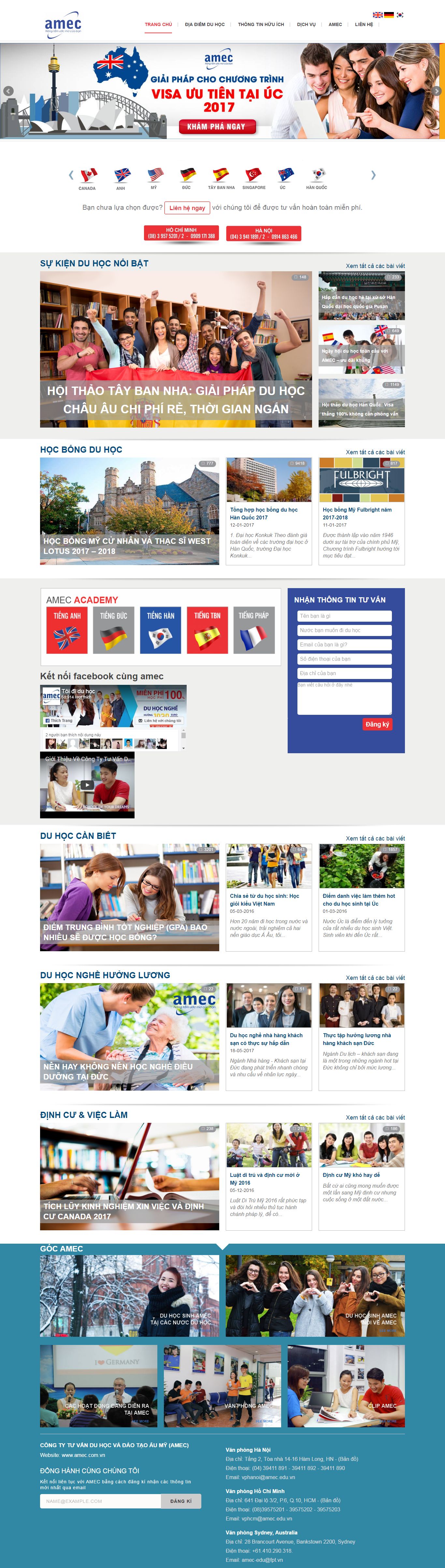 Thiết kế website du học AMEC đẹp, chuyên nghiệp chuẩn SEO