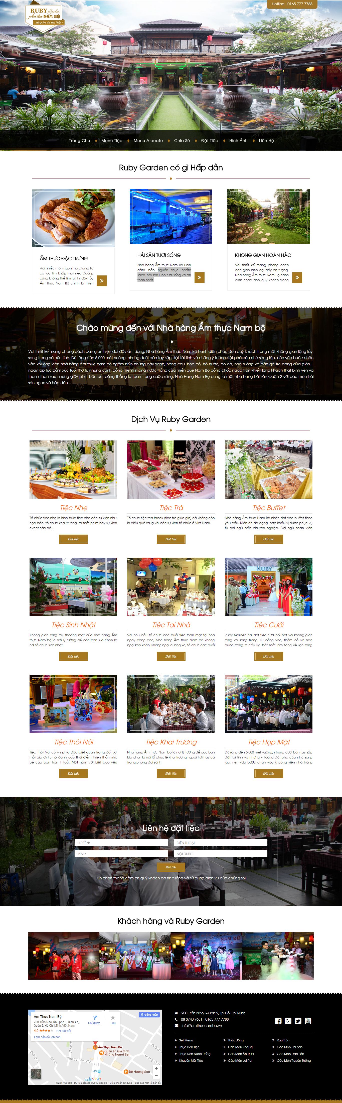 Thiết kế website ẩm thực Nam Bộ Ruby Garden đẹp SEO nhanh hiệu quả