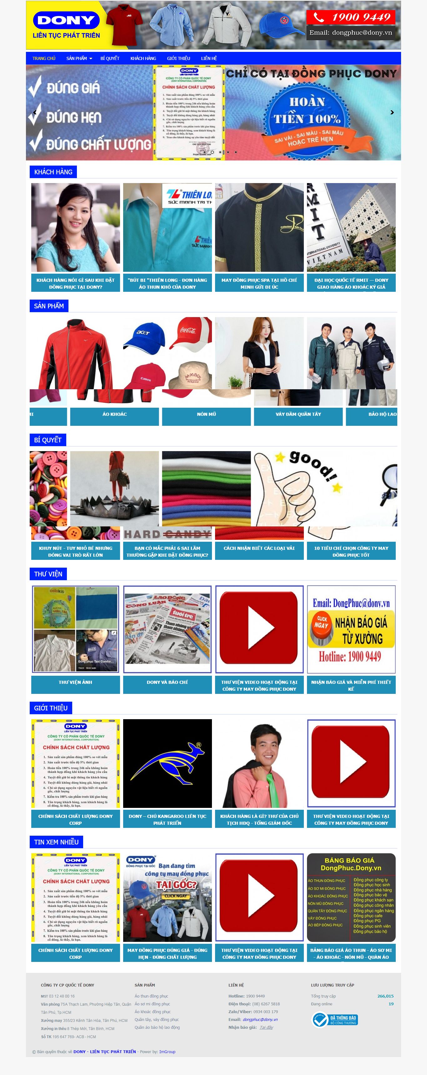 Thiết kế website đồng phục DONY đẹp, chuyên nghiệp chuẩn SEO