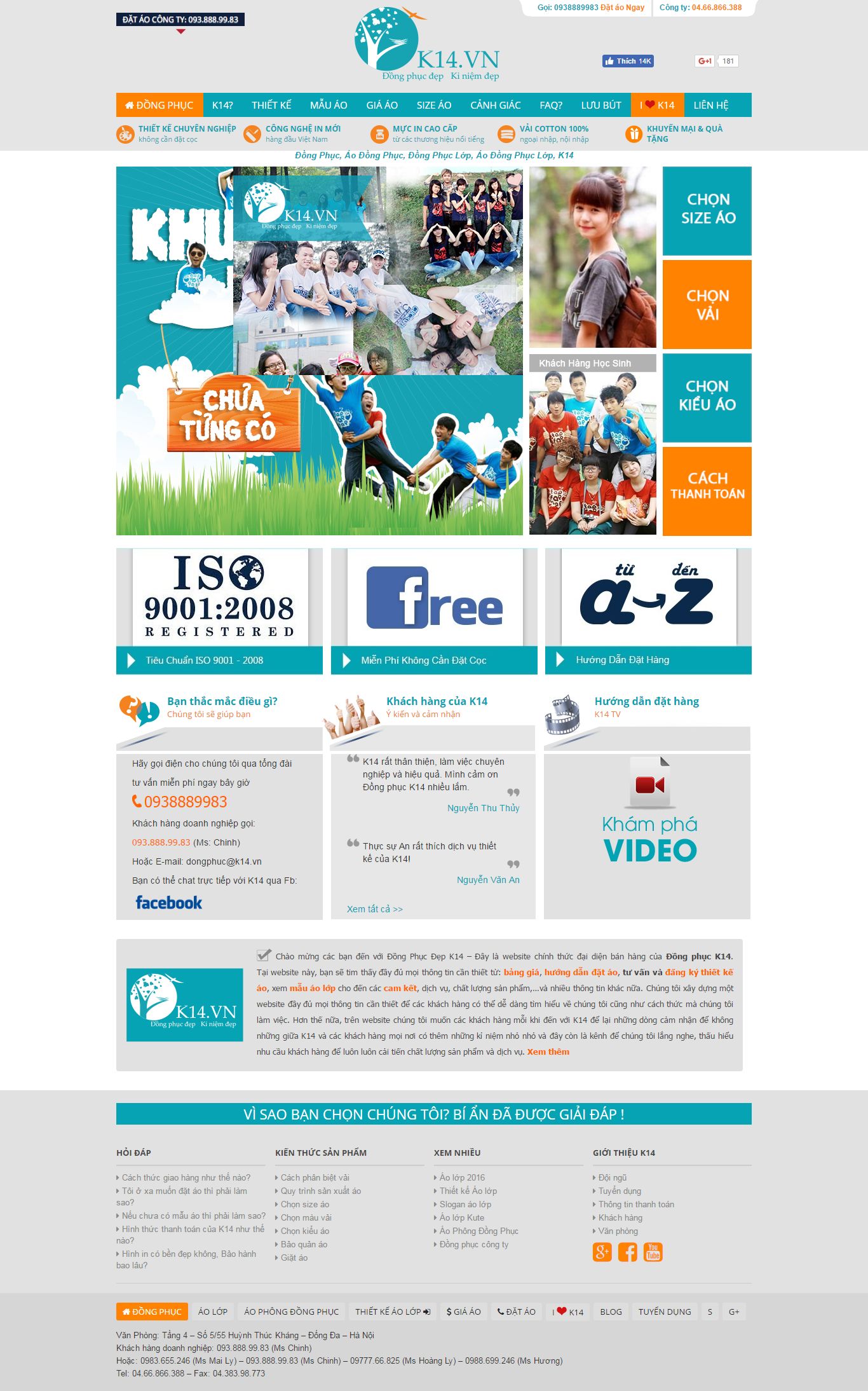 Thiết kế website đồng phục công ty K14 đẹp, chuyên nghiệp chuẩn SEO