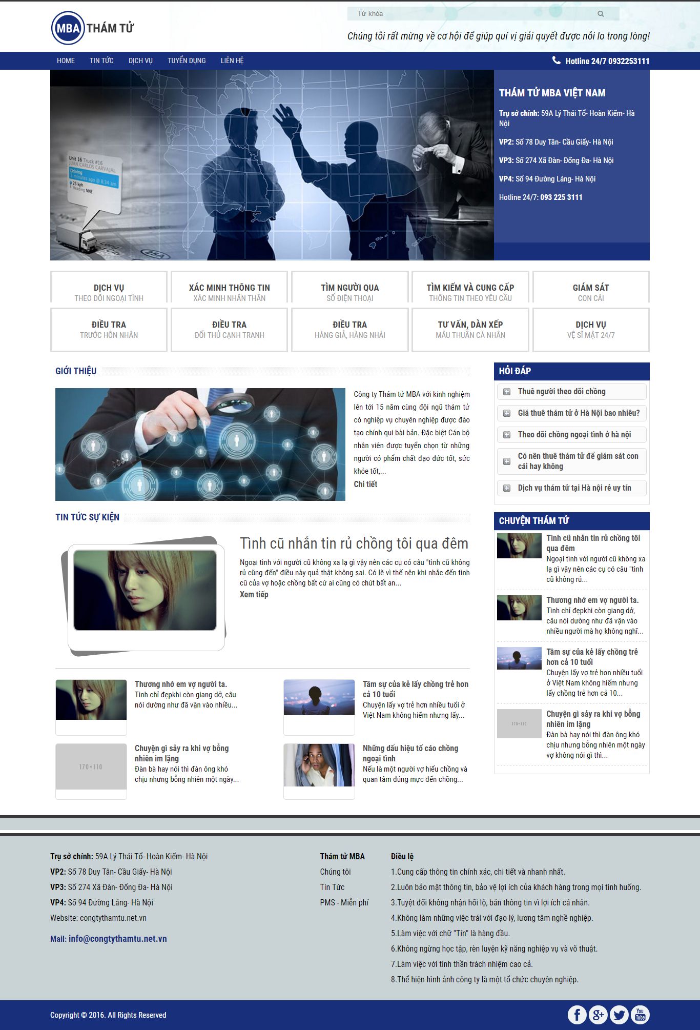 Thiết kế website công ty thám tử MBA đẹp, chuyên nghiệp chuẩn SEO
