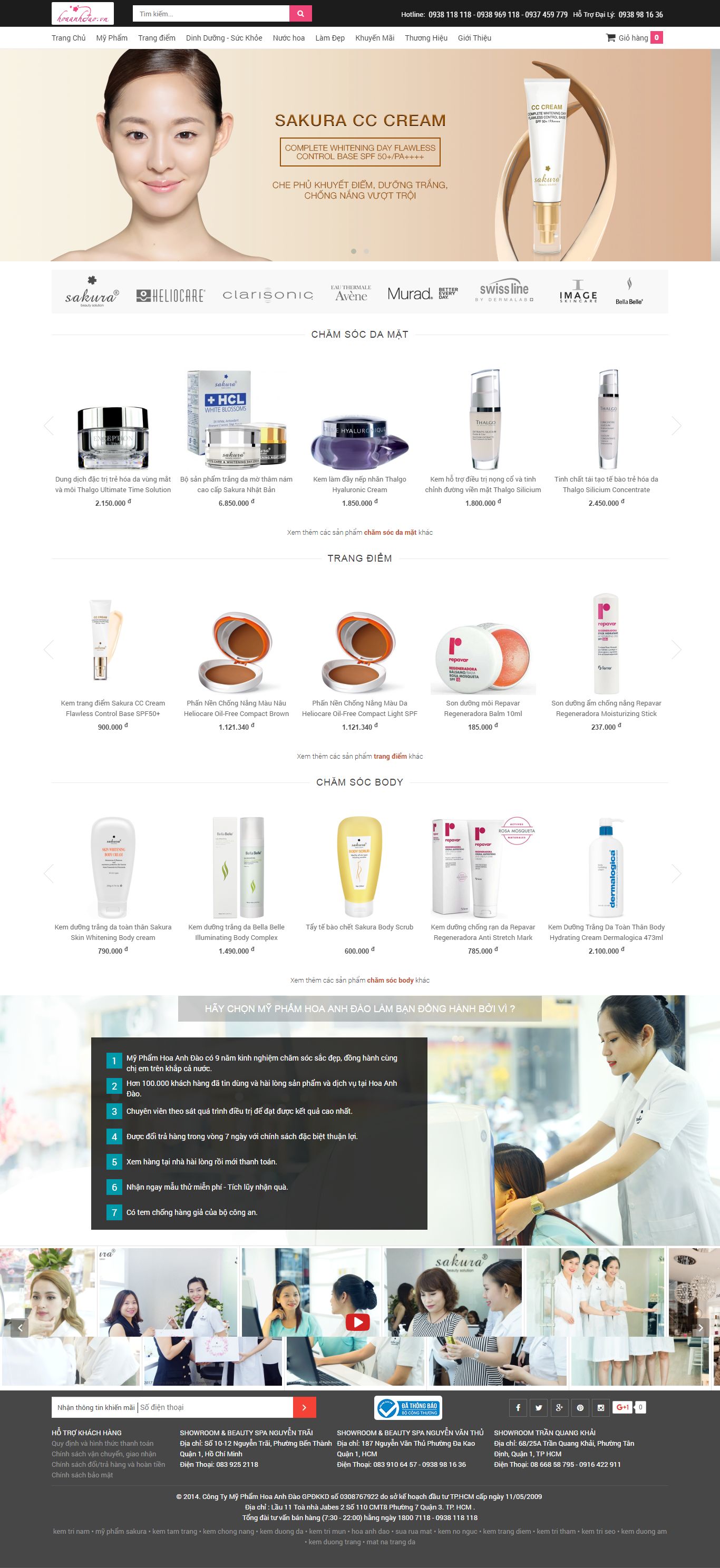 Thiết kế website mỹ phẩm hoa anh đào đẹp, chuyên nghiệp chuẩn SEO
